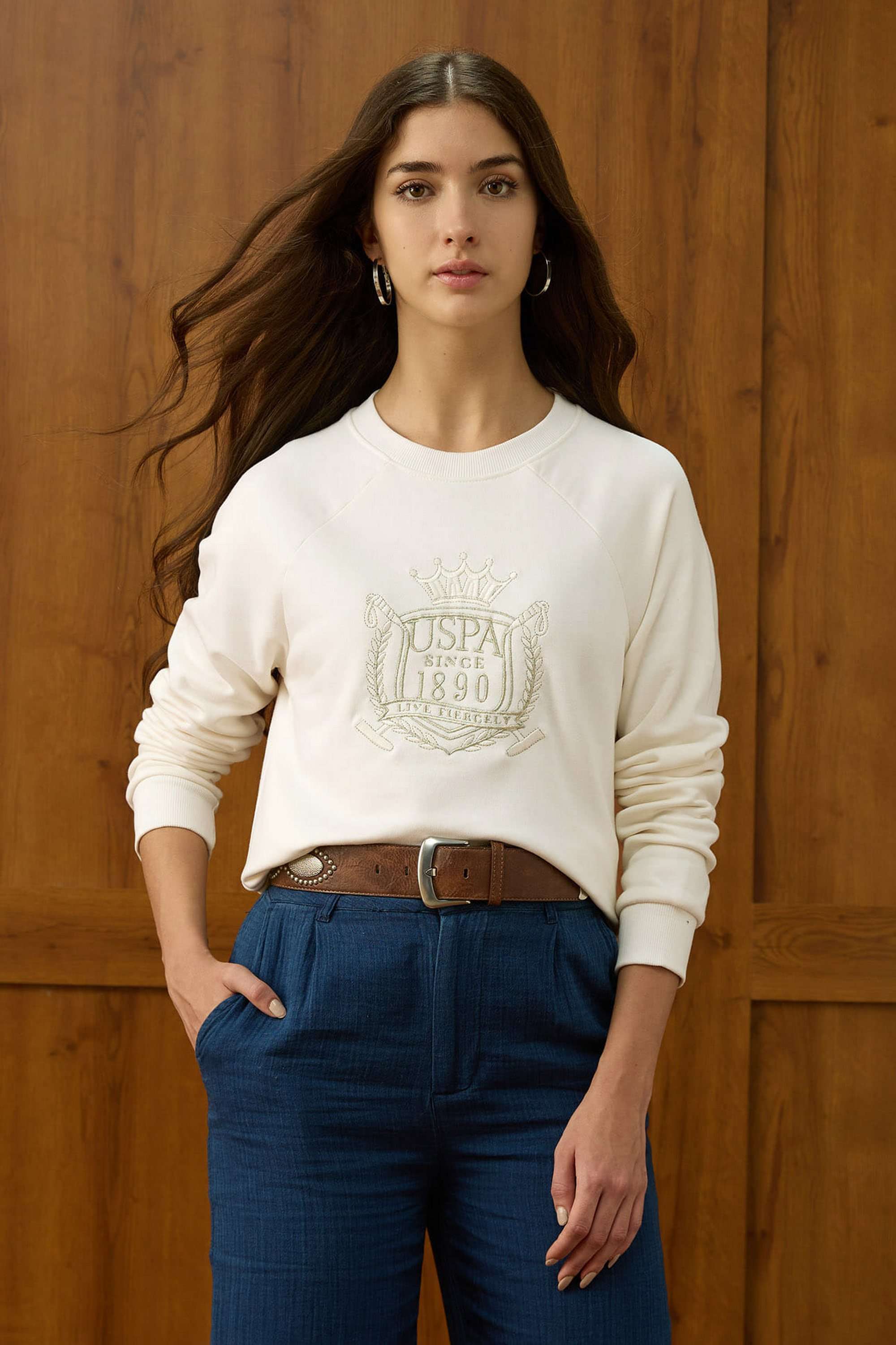 u.s. polo assn. Solid Cotton Round Neck Women's Sweatshirt-picture-12