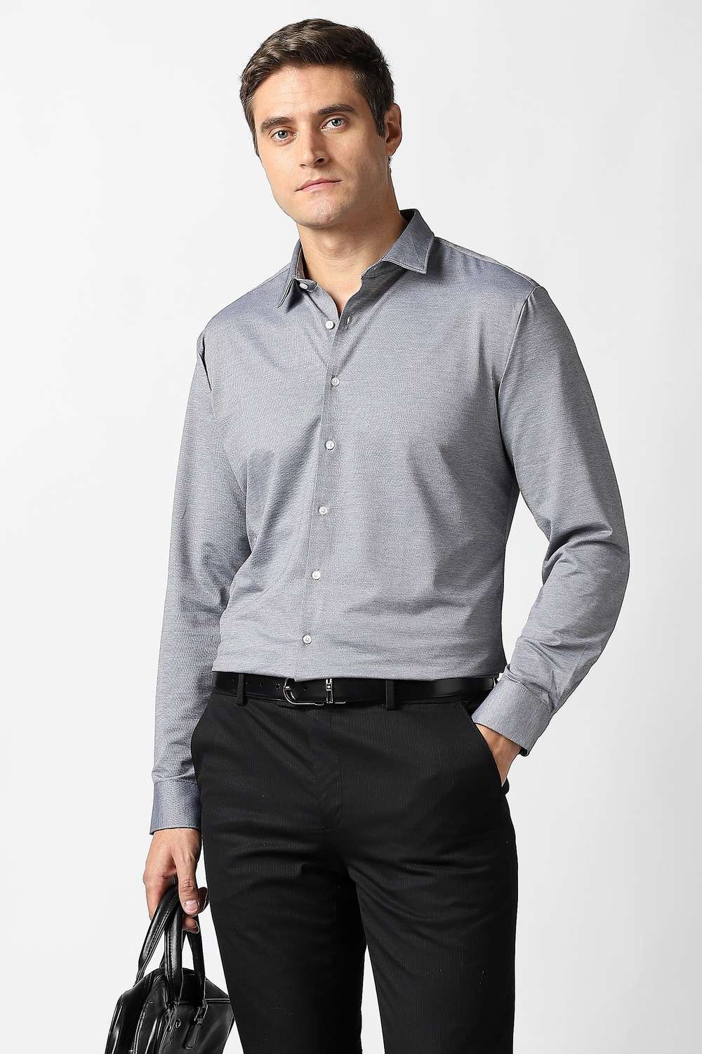 Checks-Blended-Fabric-Slim-Fit-Men-s-Formal-Shirt