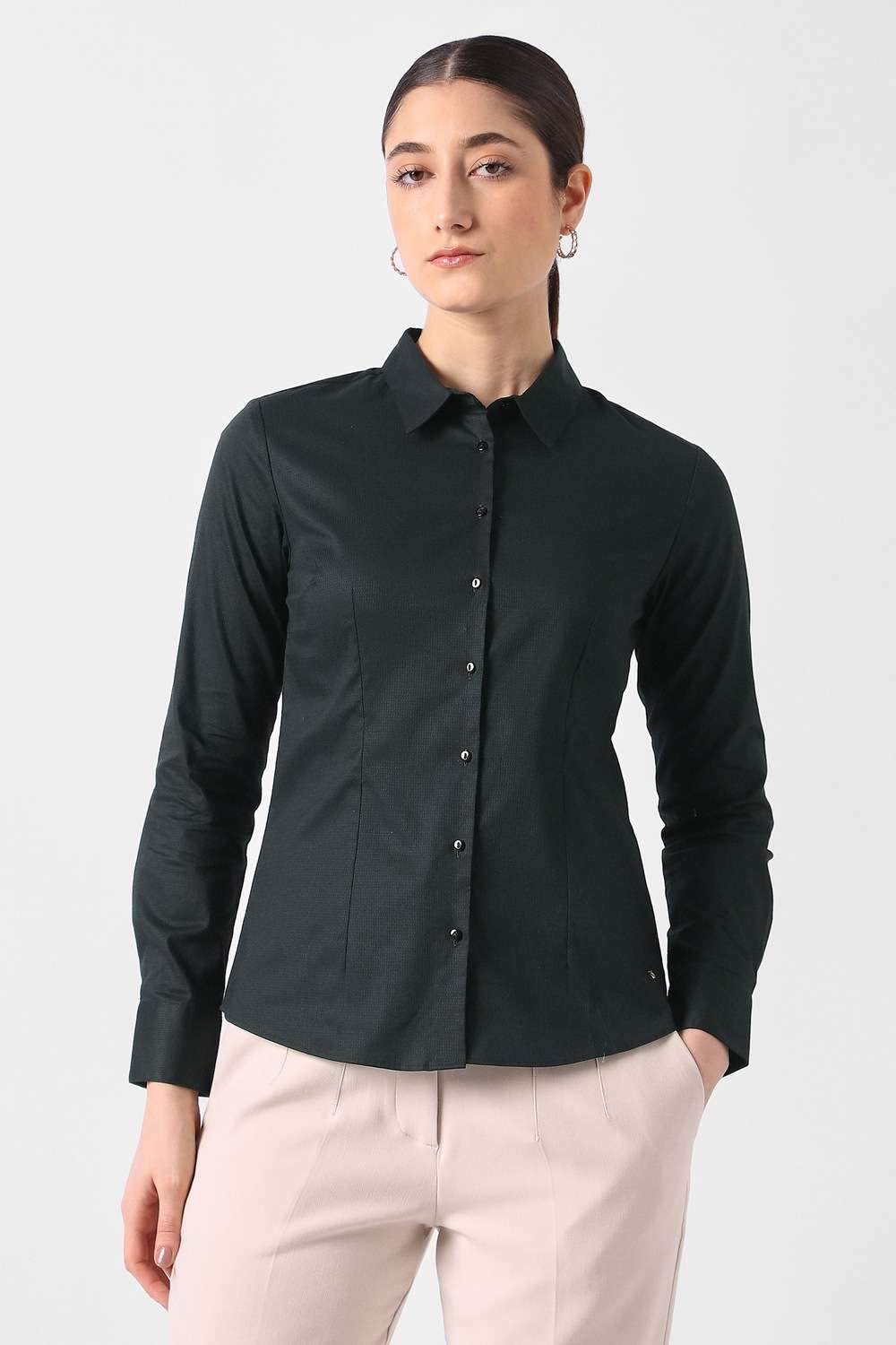 Solid-Cotton-Regular-Fit-Women-s-Shirt