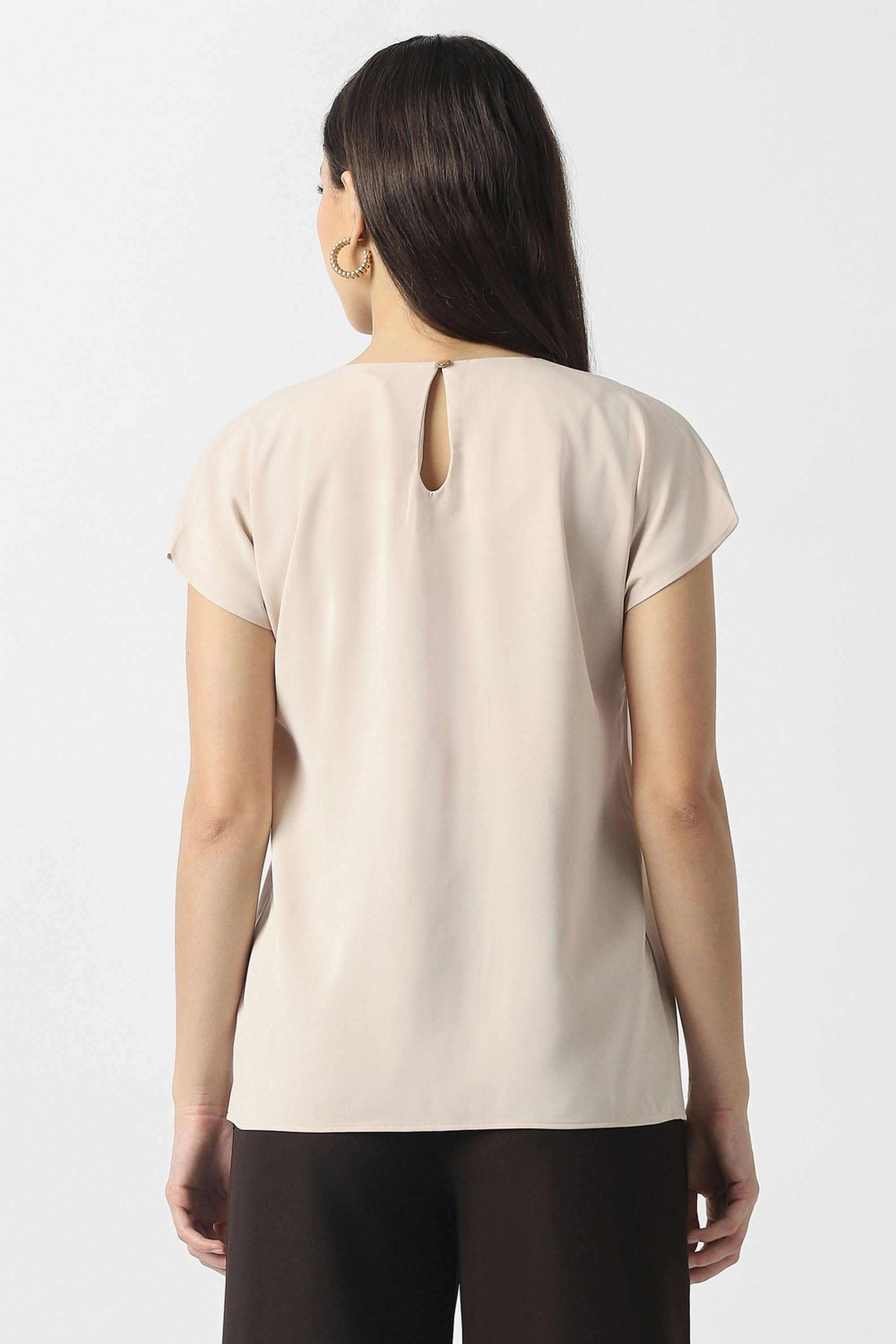 Solid-Blended-Fabric-Women-s-Top