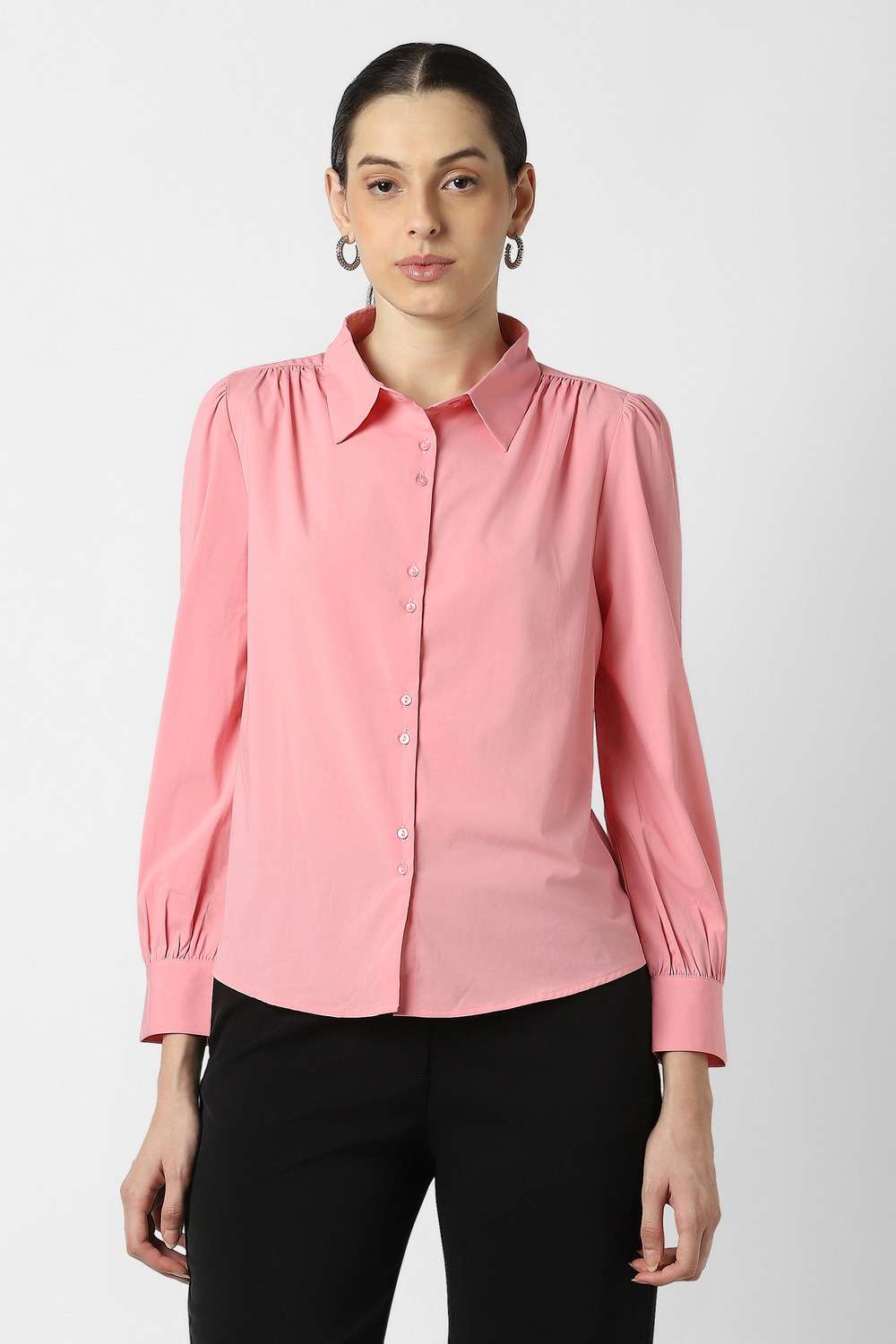 Solid-Polyester-Regular-Fit-Women-s-Shirt
