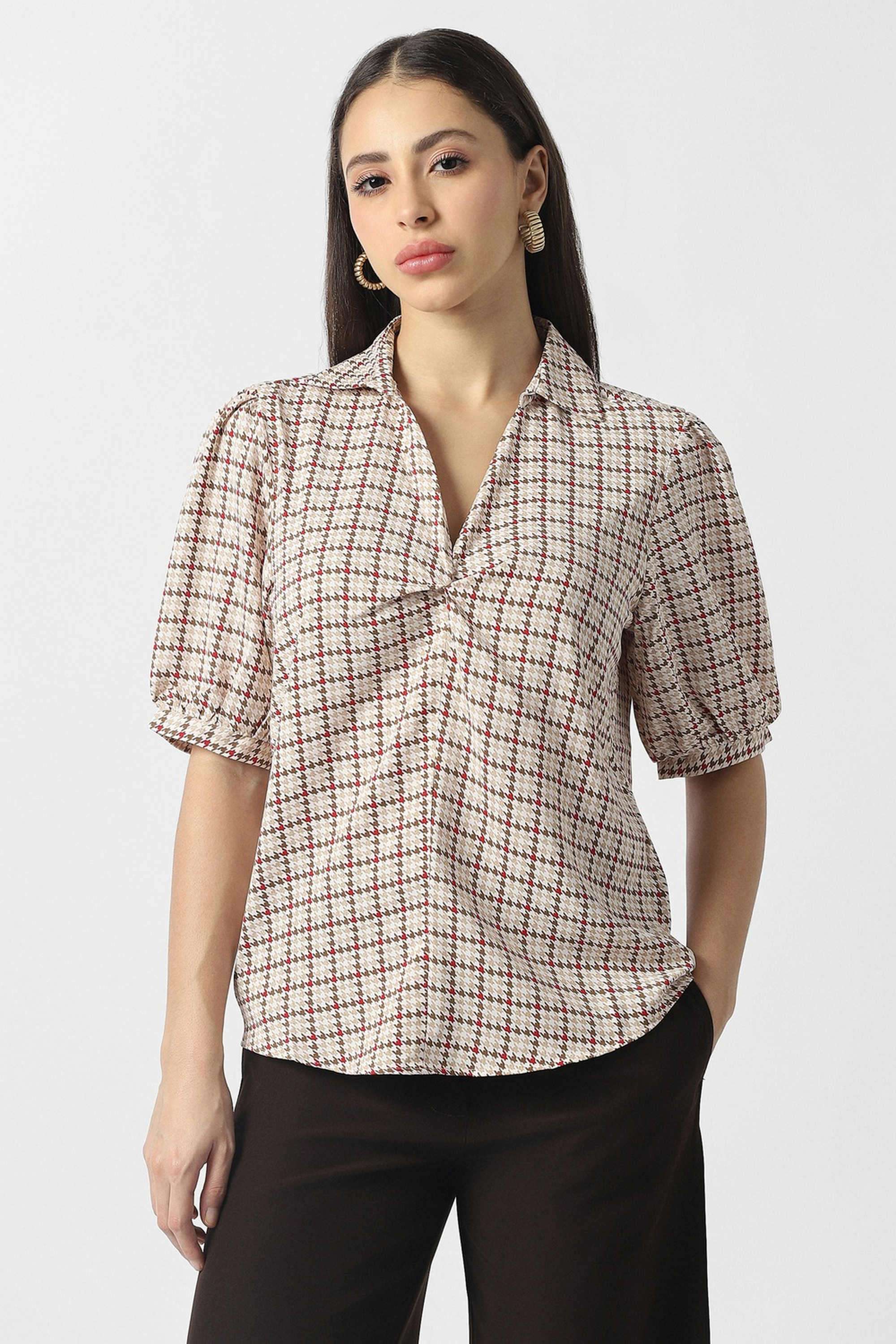 Solid-Blended-Fabric-Women-s-Top