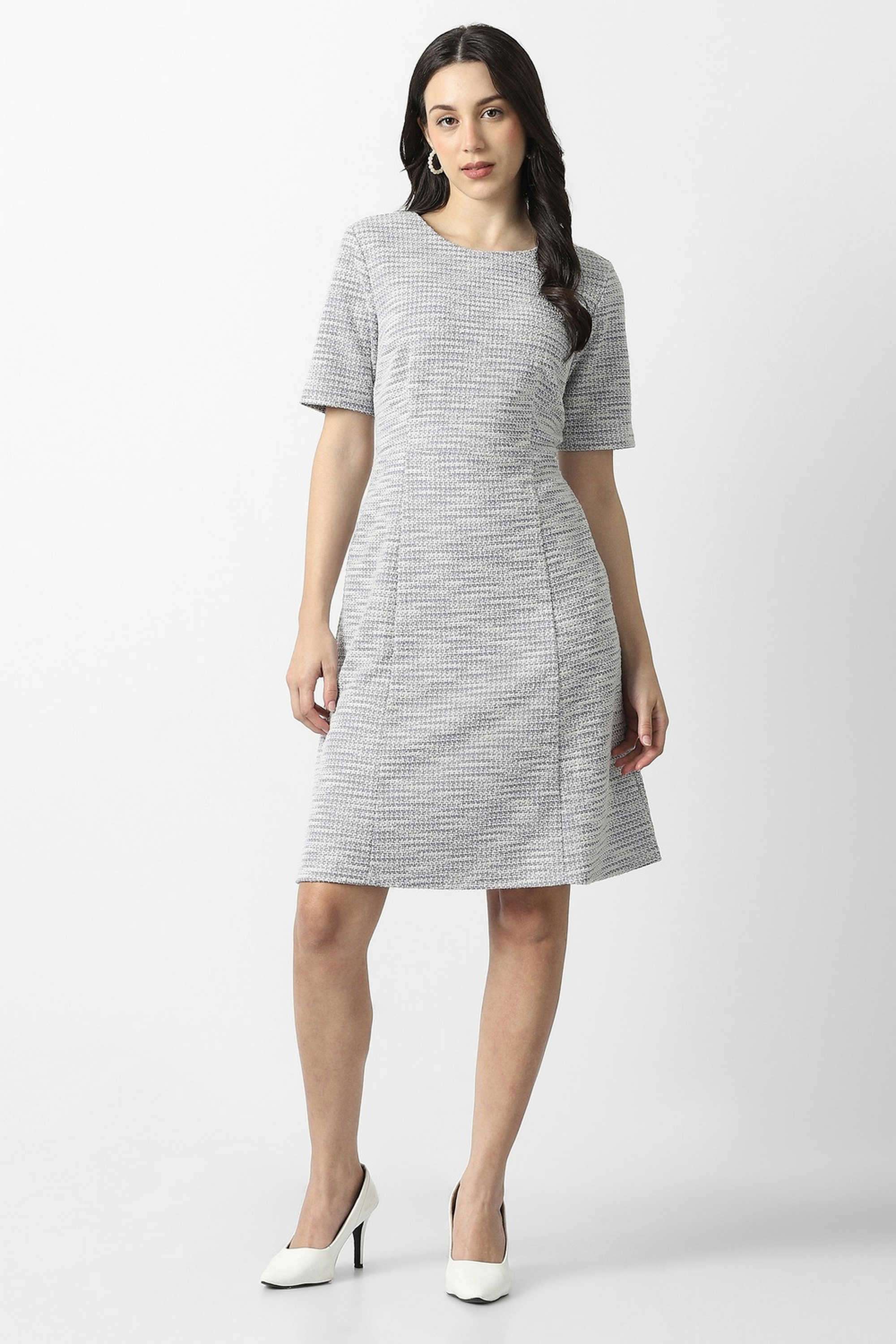 Textured-Blended-Fabric-Regular-Fit-Women-s-Dress