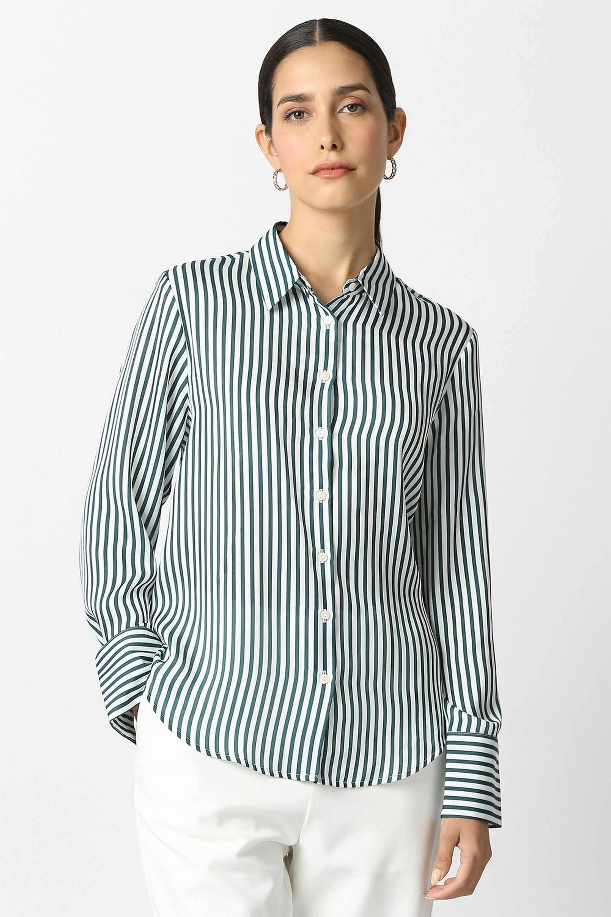 Solid-Blended-Fabric-Women-s-Shirt