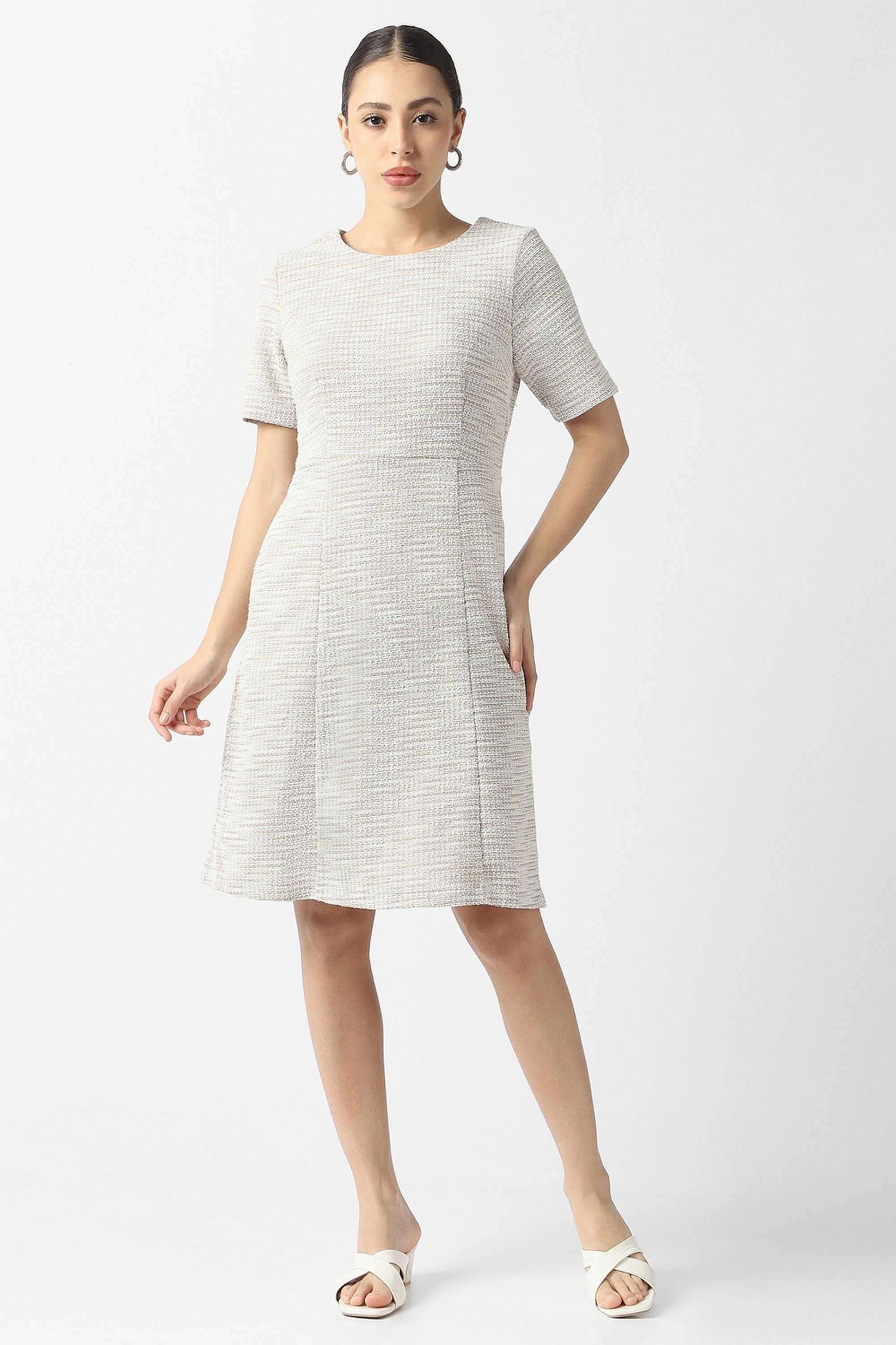 Textured-Blended-Fabric-Regular-Fit-Women-s-Dress