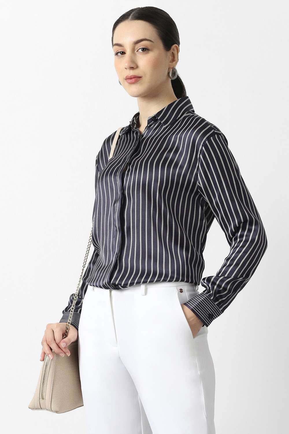 Stripes-Polyester-Regular-Fit-Women-s-Shirt