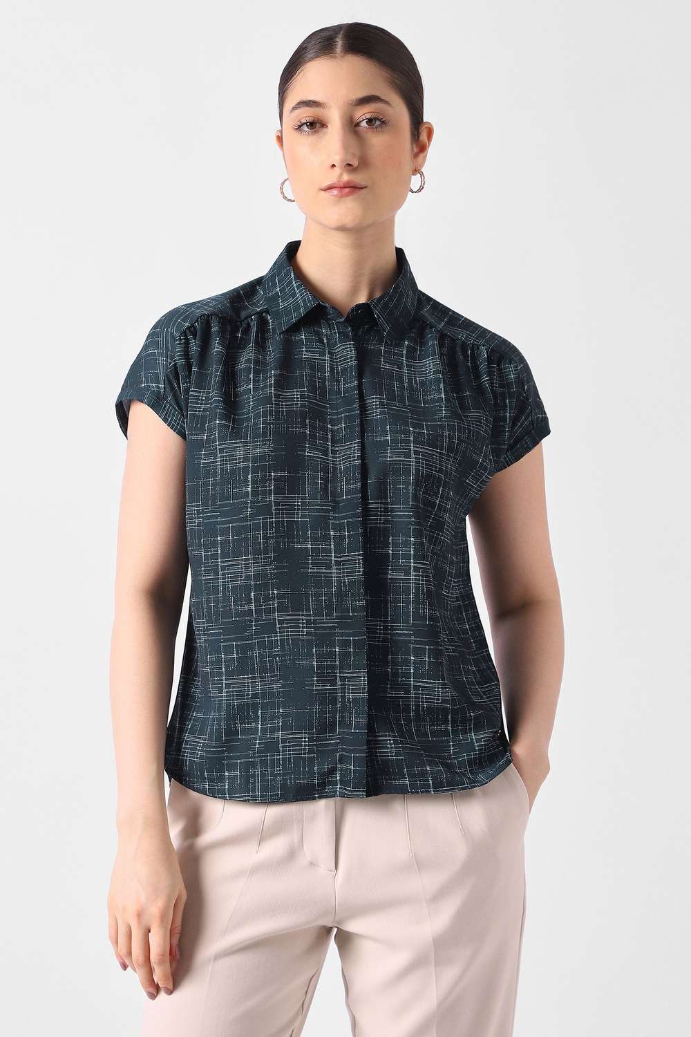 van heusen Printed Collared Polyester Women Formal Wear Shirt-picture-13