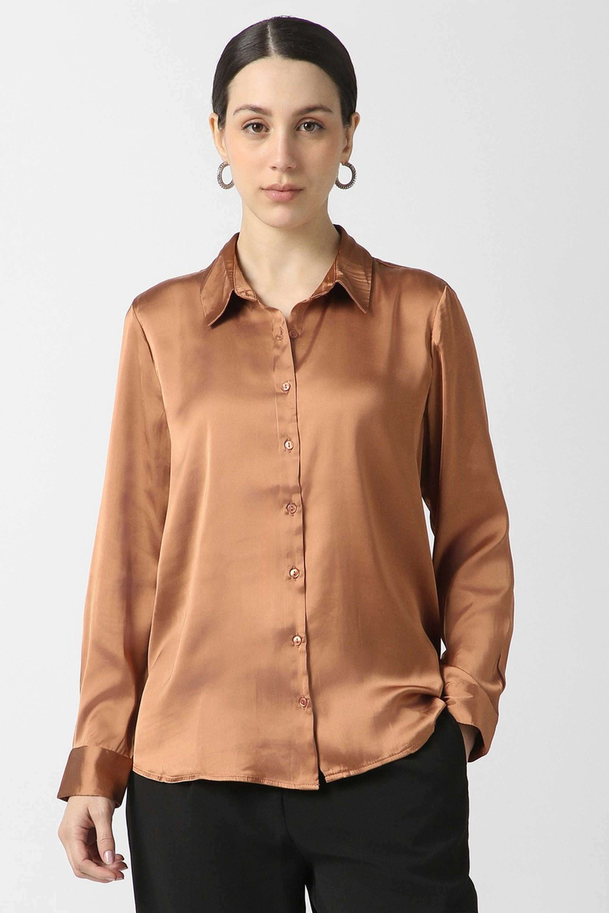 Solid-Polyester-Regular-Fit-Women-s-Shirt