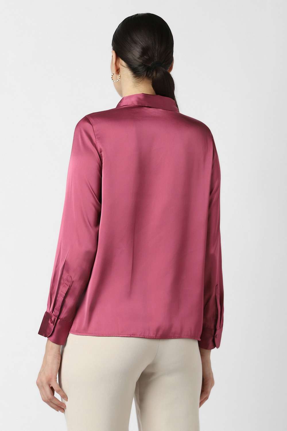 Solid-Polyester-Regular-Fit-Women-s-Shirt