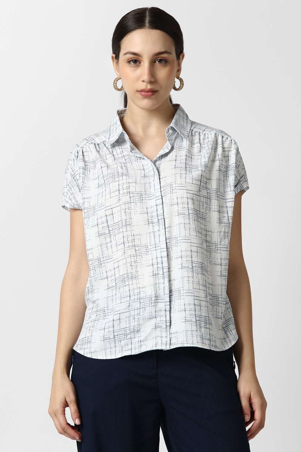 van heusen Printed Collared Polyester Women Formal Wear Shirt-picture-19