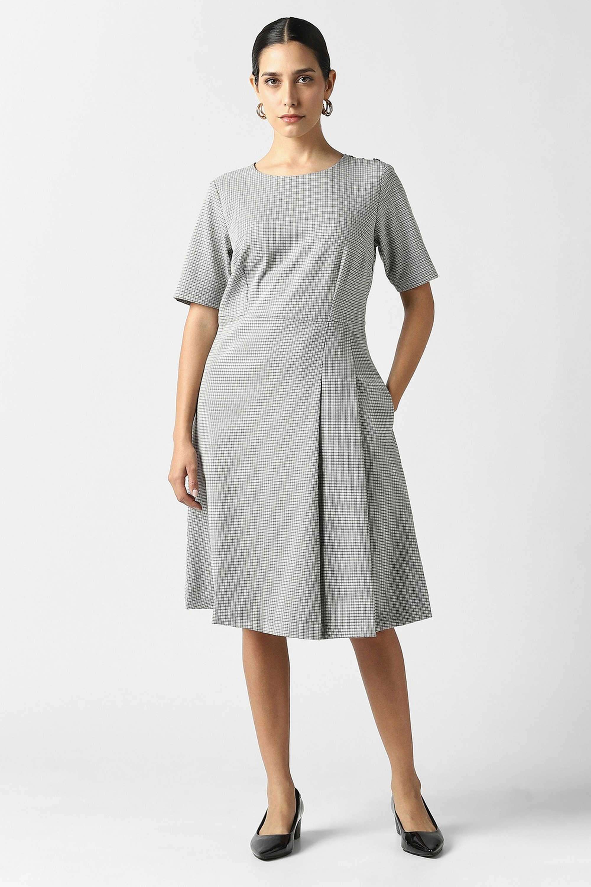 Solid-Blended-Fabric-Women-s-Dress