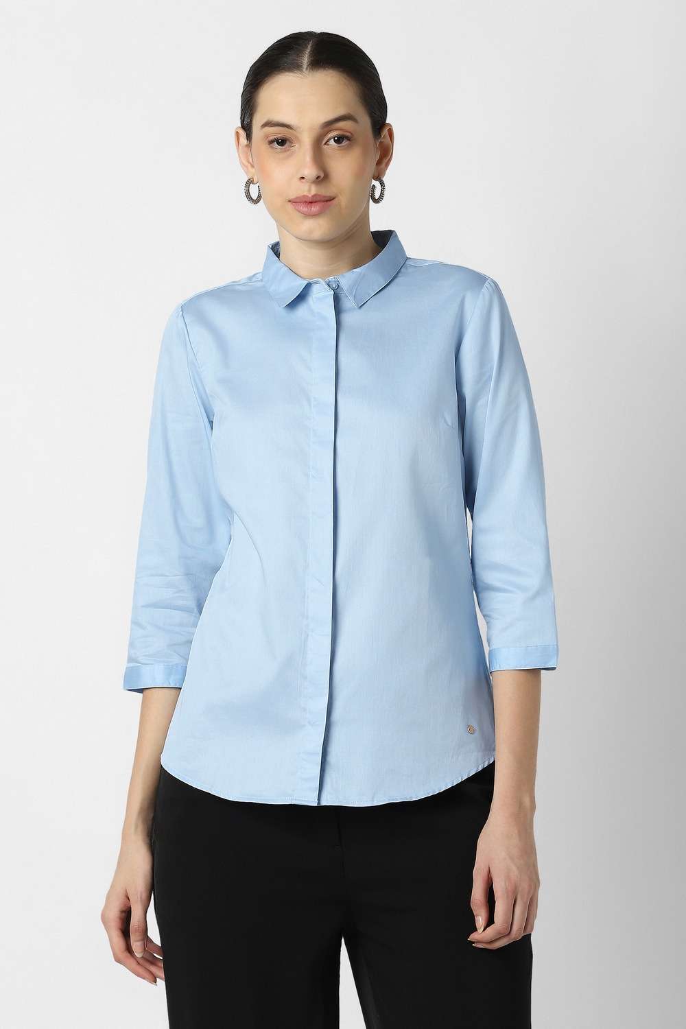 Solid-Cotton-Women-Formal-Wear-Shirt