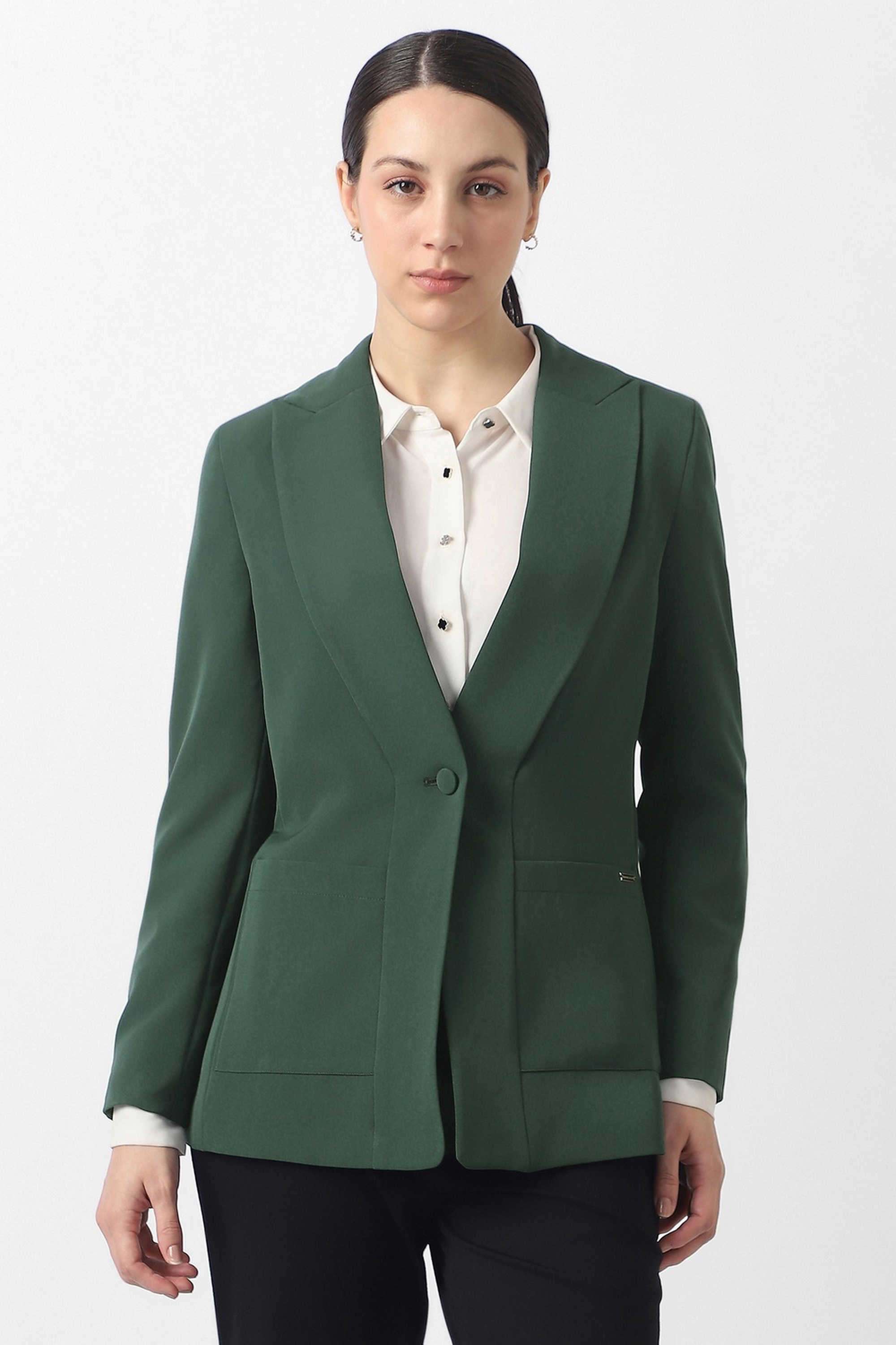 Solid-Blended-Fabric-Women-s-Casual-Wear-Blazer