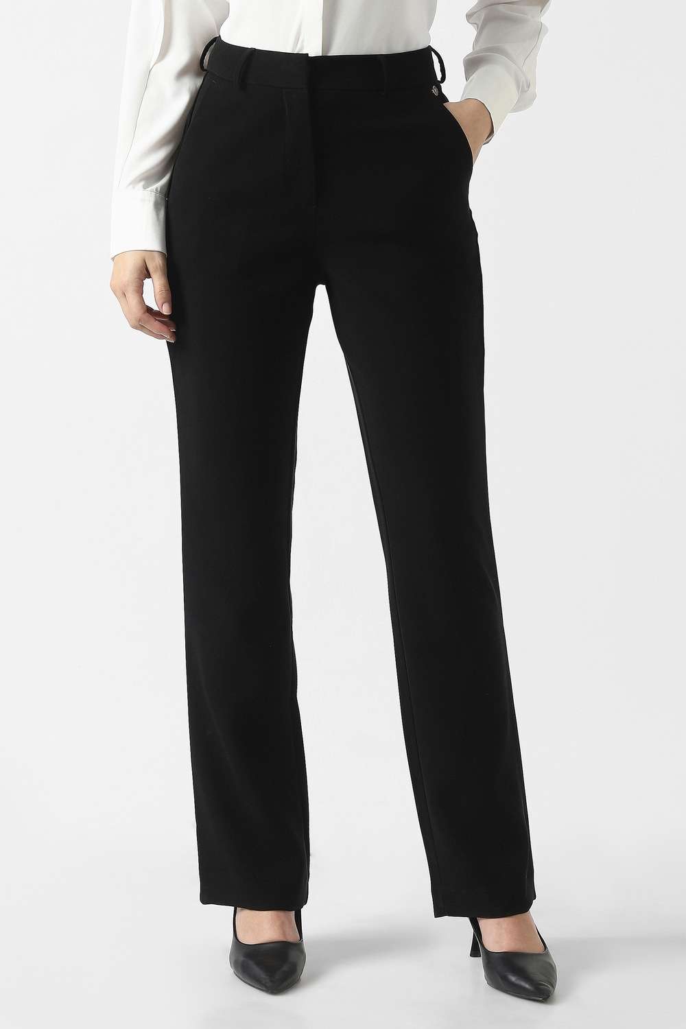 Solid-Regular-Fit-Blended-Fabric-Women-s-Casual-Wear-Trousers