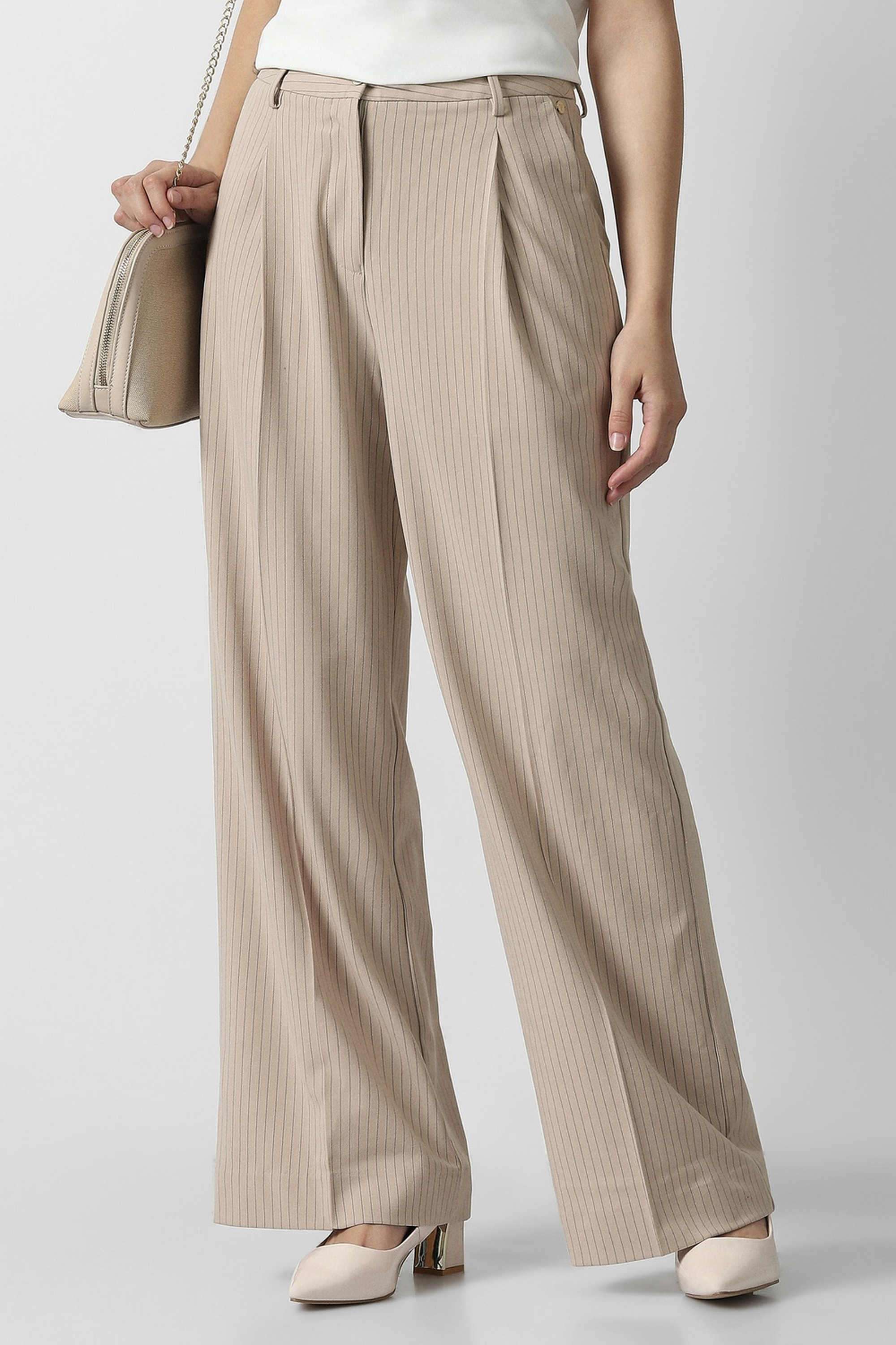 Solid-Regular-Fit-Blended-Fabric-Women-s-Casual-Wear-Trousers