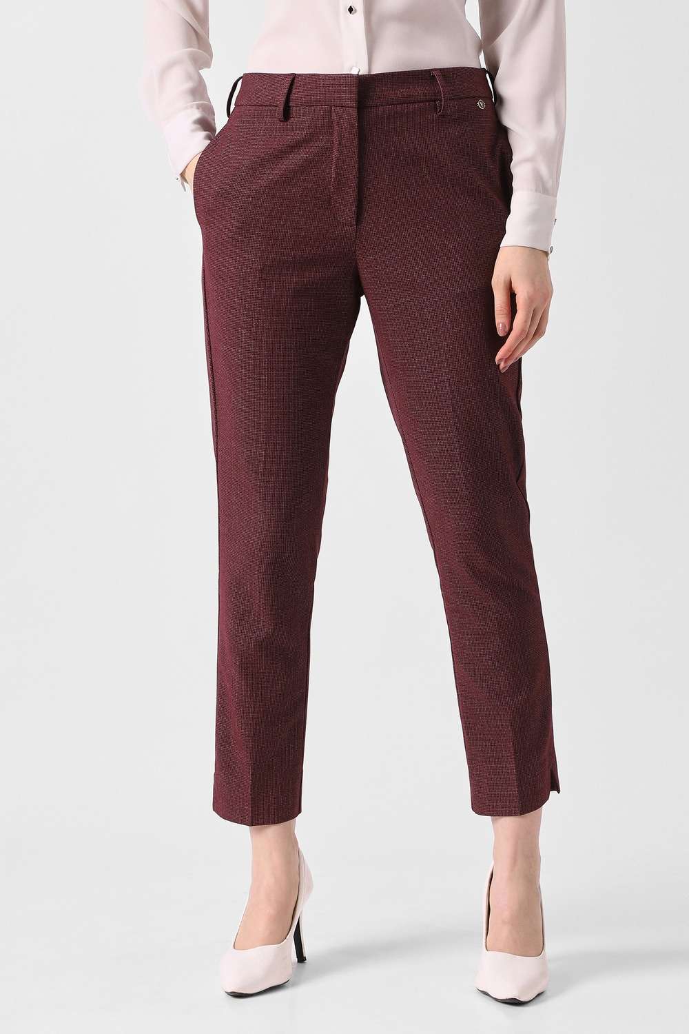 Textured-Polyester-Tapered-Fit-Women-s-Trousers