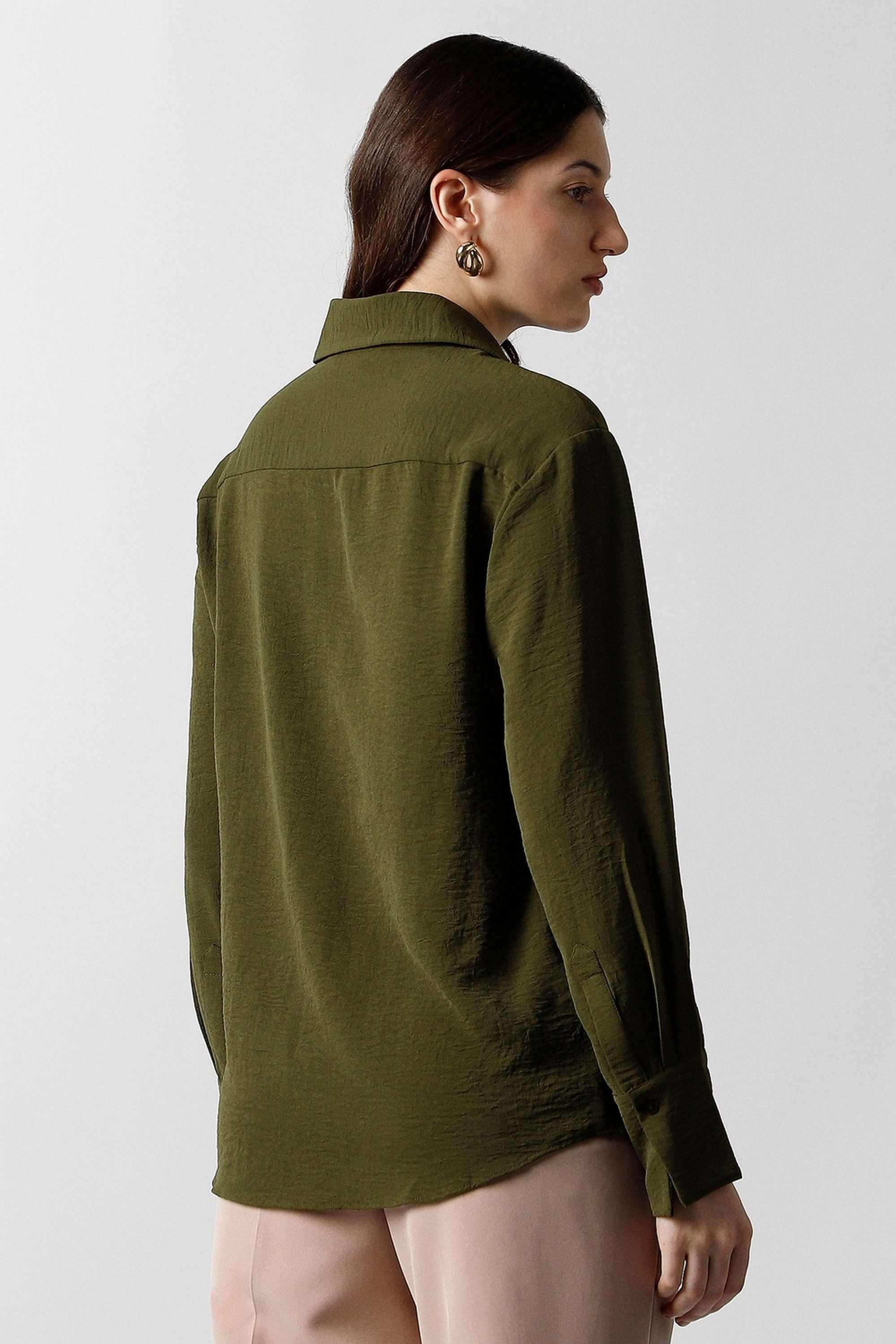 Solid-Blended-Fabric-Women-s-Shirt