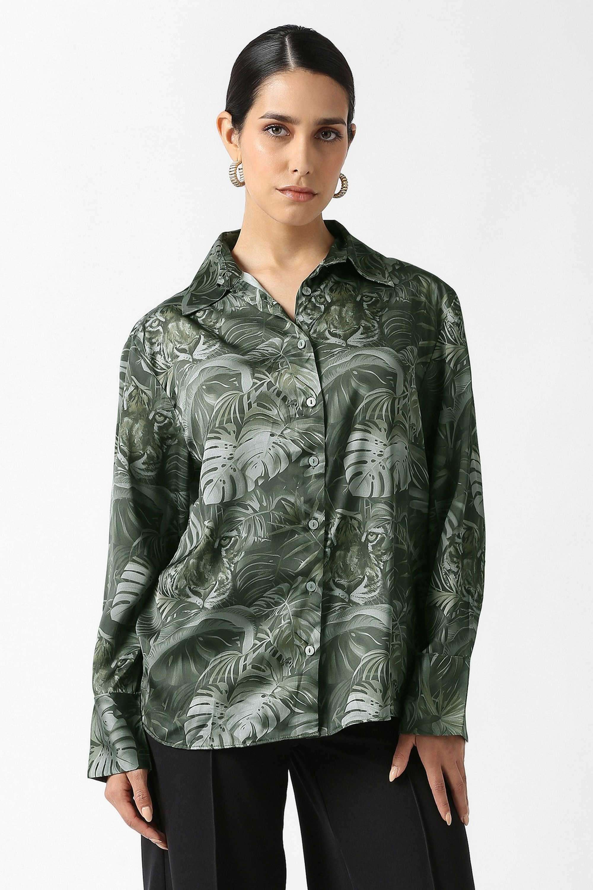 Solid-Blended-Fabric-Women-s-Casual-Wear-Shirt