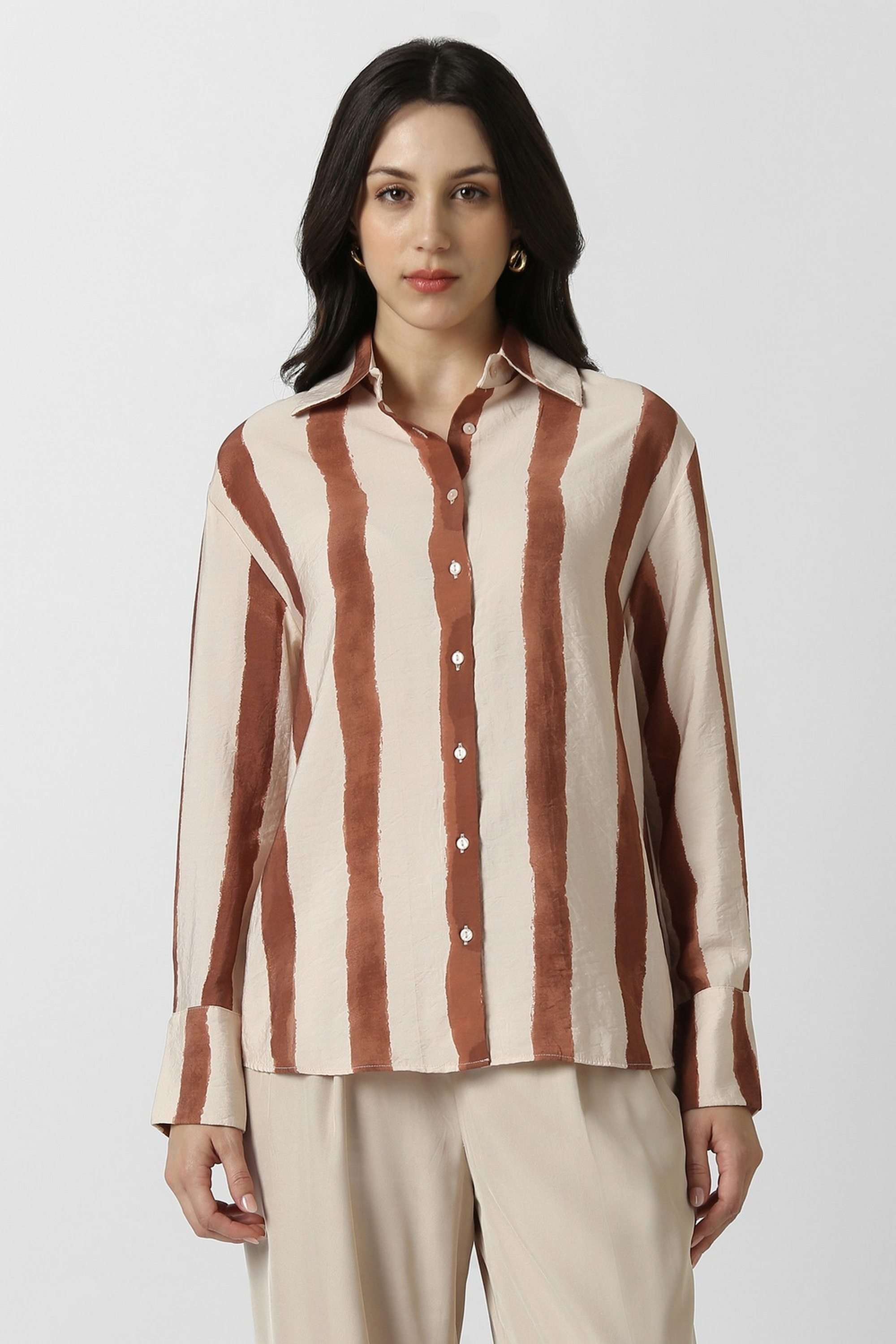 Solid-Blended-Fabric-Women-s-Shirt