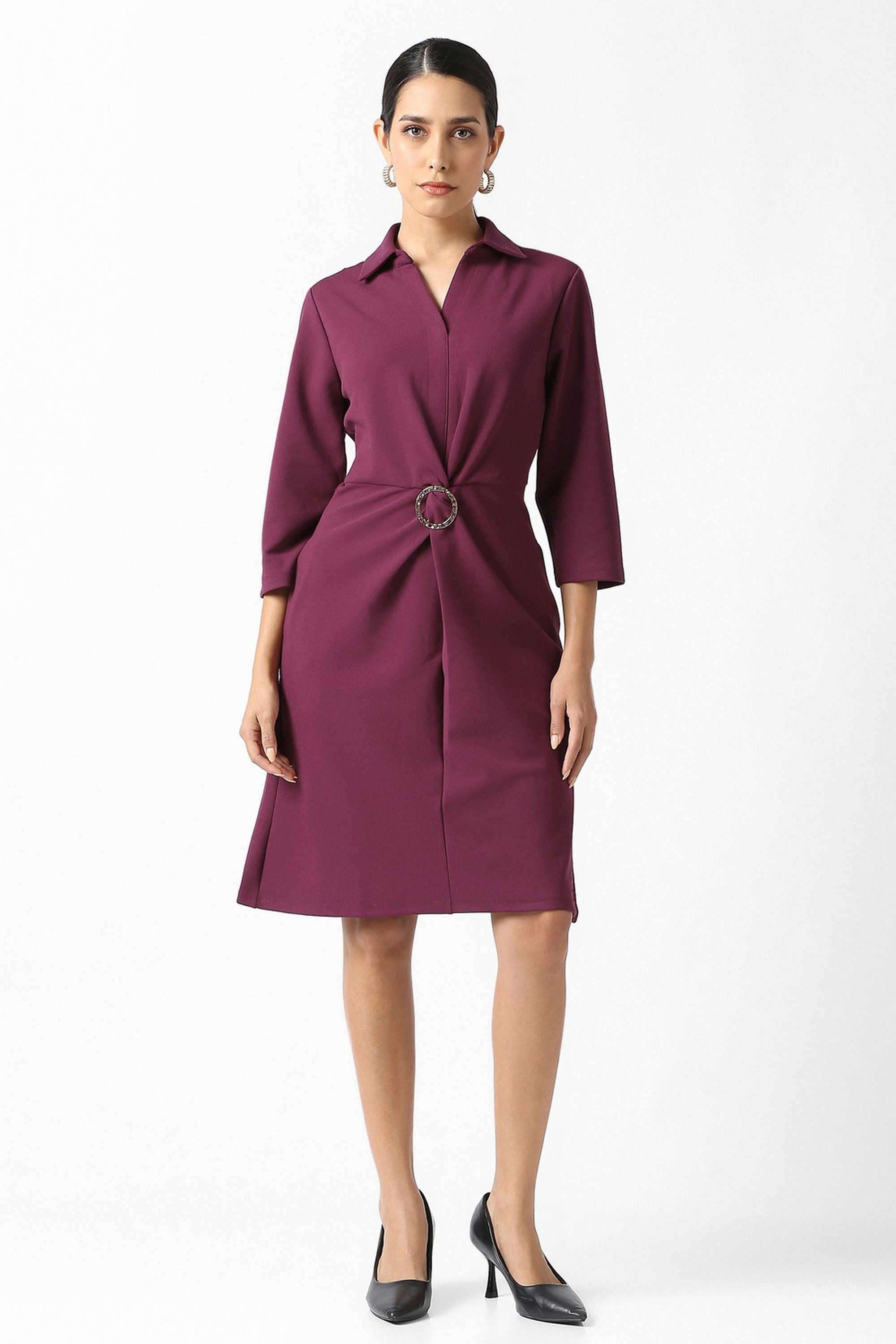 Solid-Blended-Fabric-Women-s-Dress