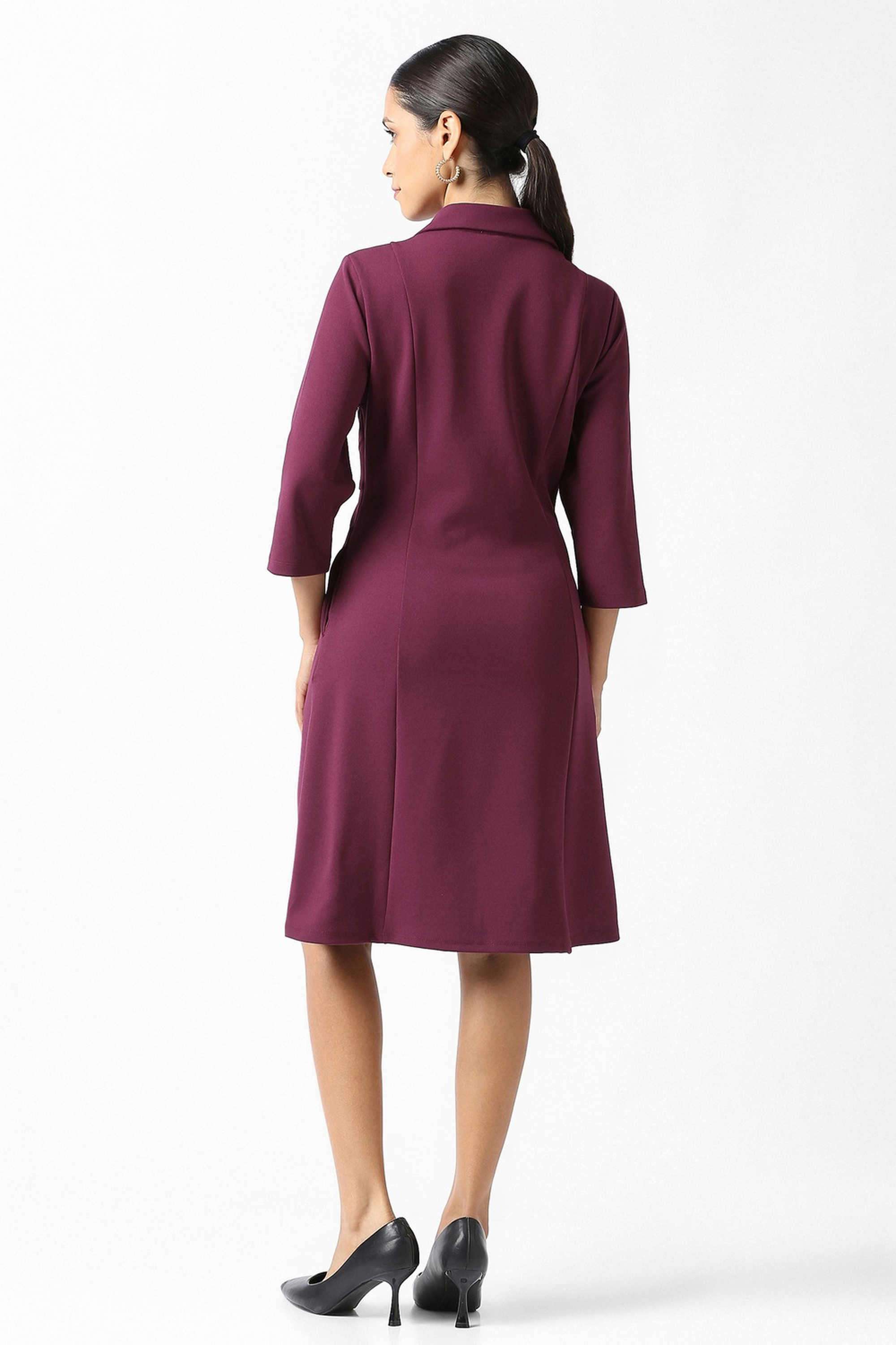 Solid-Blended-Fabric-Women-Dress