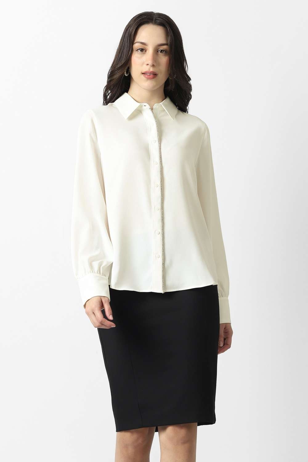 Solid-Polyester-Regular-Fit-Women-s-Shirt