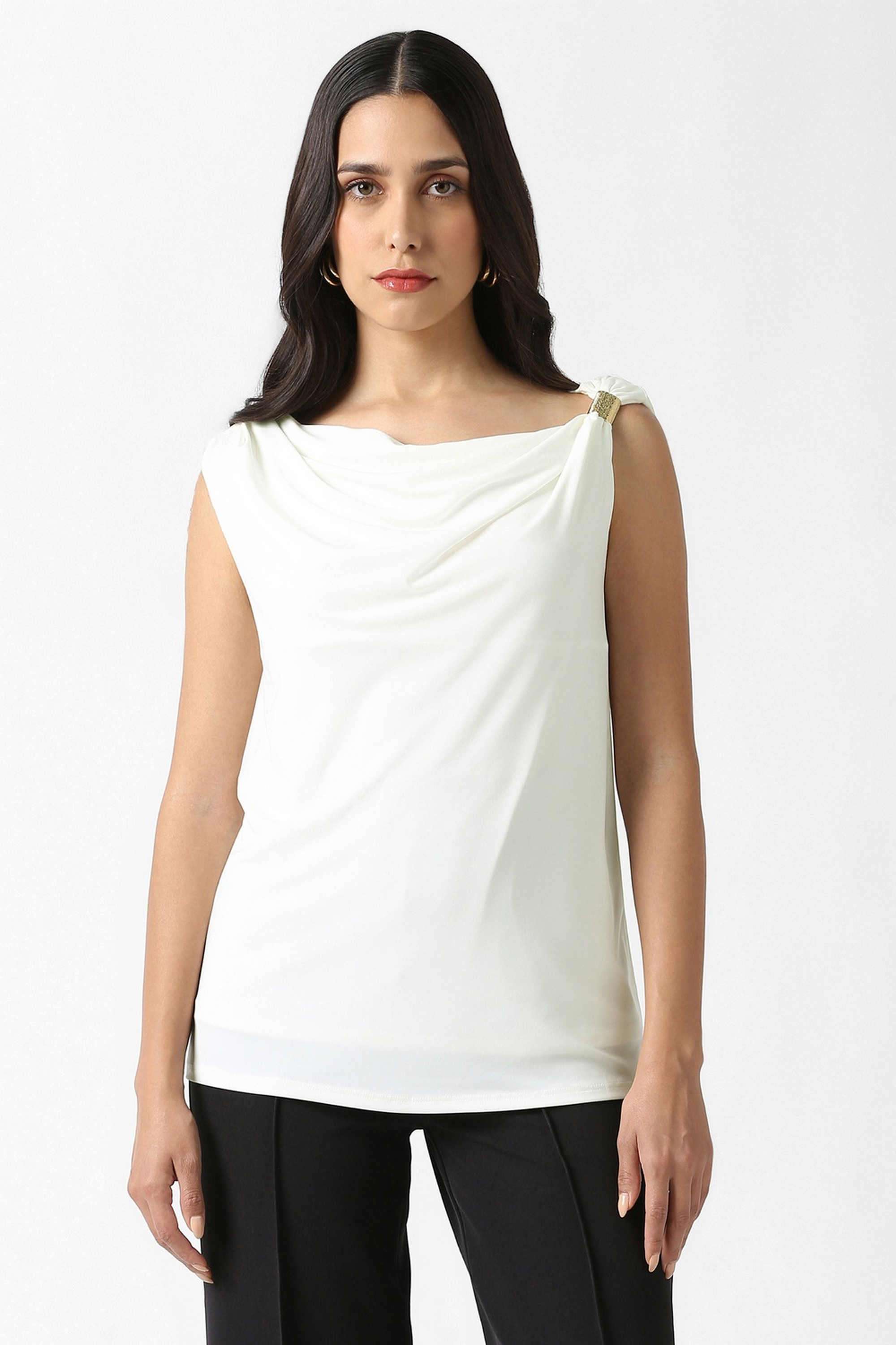 Solid-Blended-Fabric-Women-s-Top