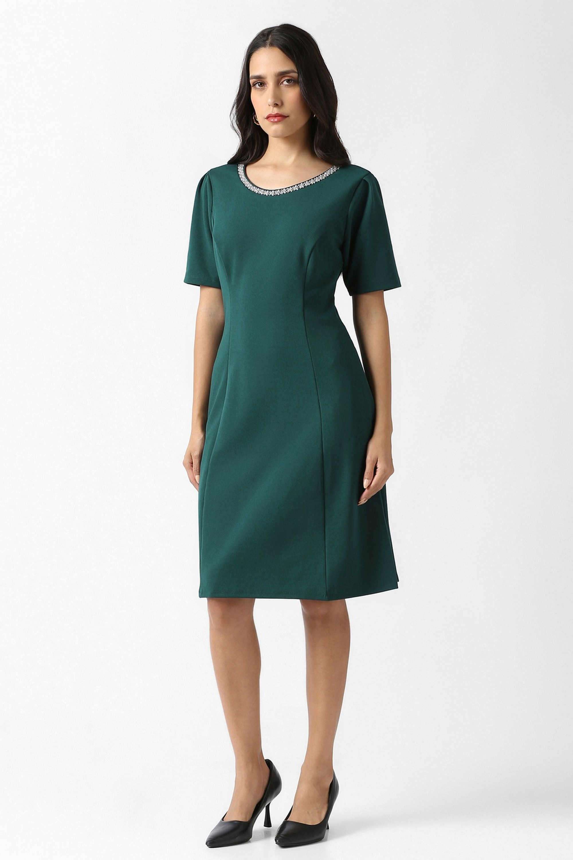 Solid-Blended-Fabric-Women-s-Dress