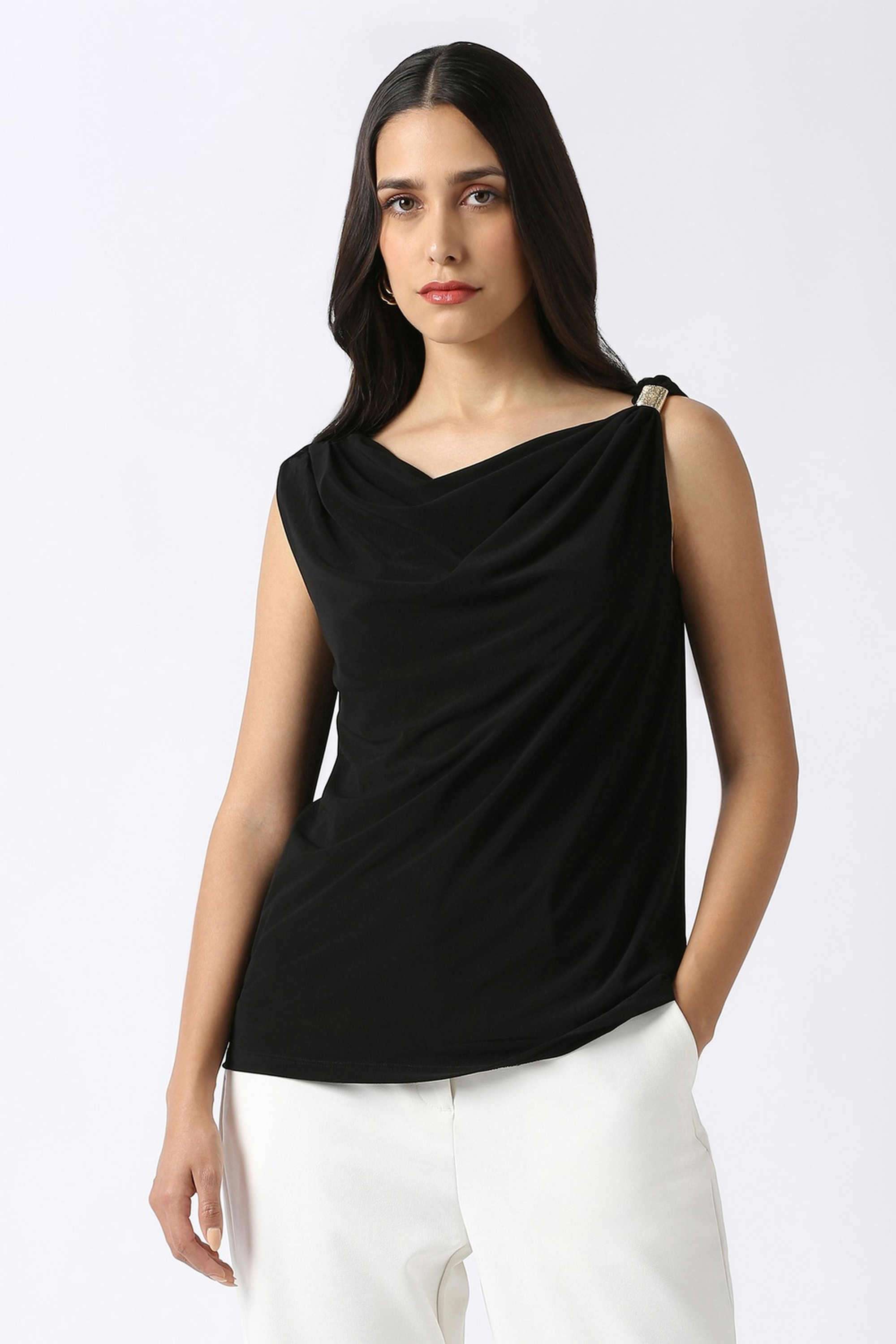 Solid-Blended-Fabric-Women-s-Top