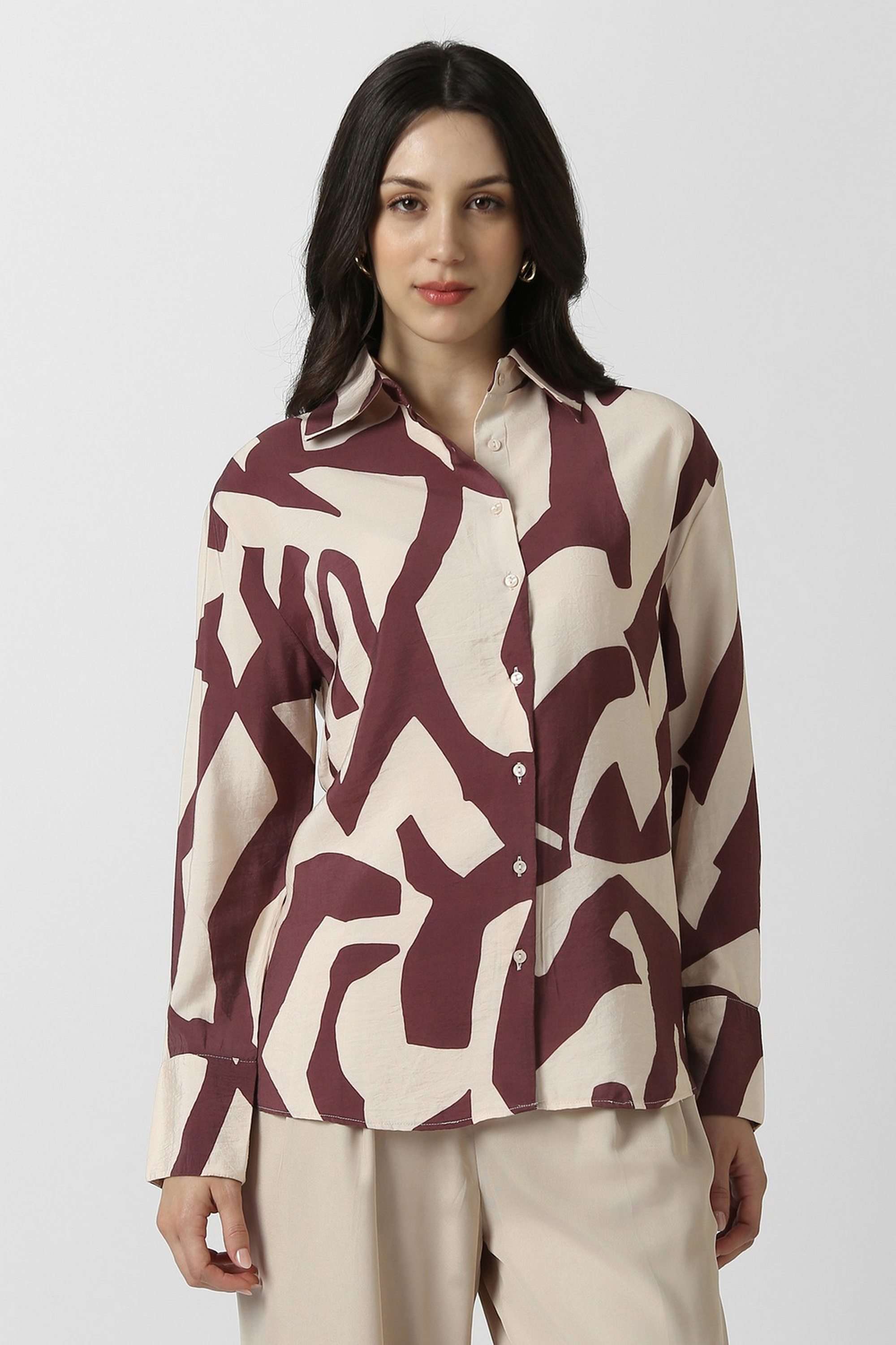 Solid-Blended-Fabric-Women-s-Shirt