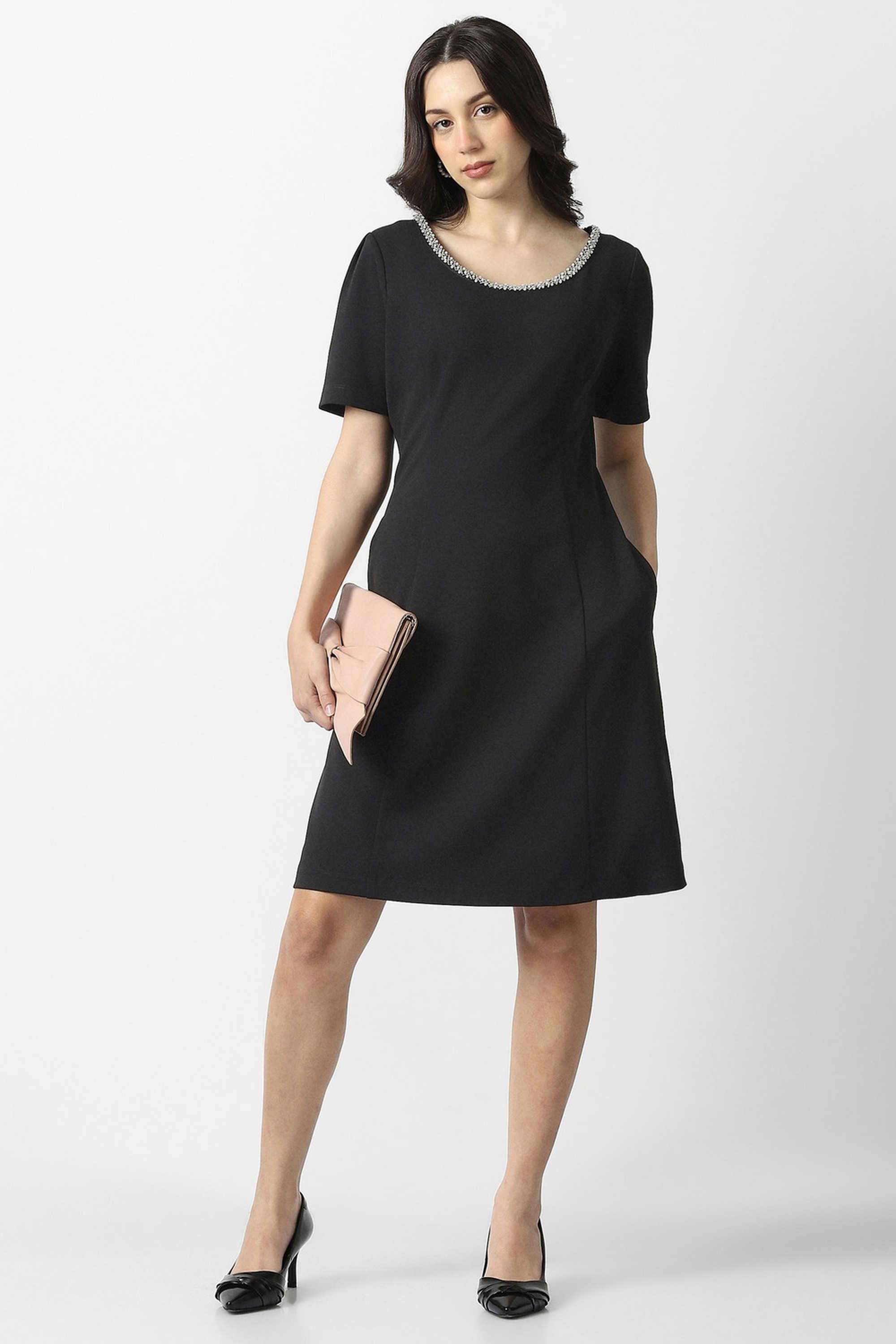 Solid-Blended-Fabric-Women-s-Dress