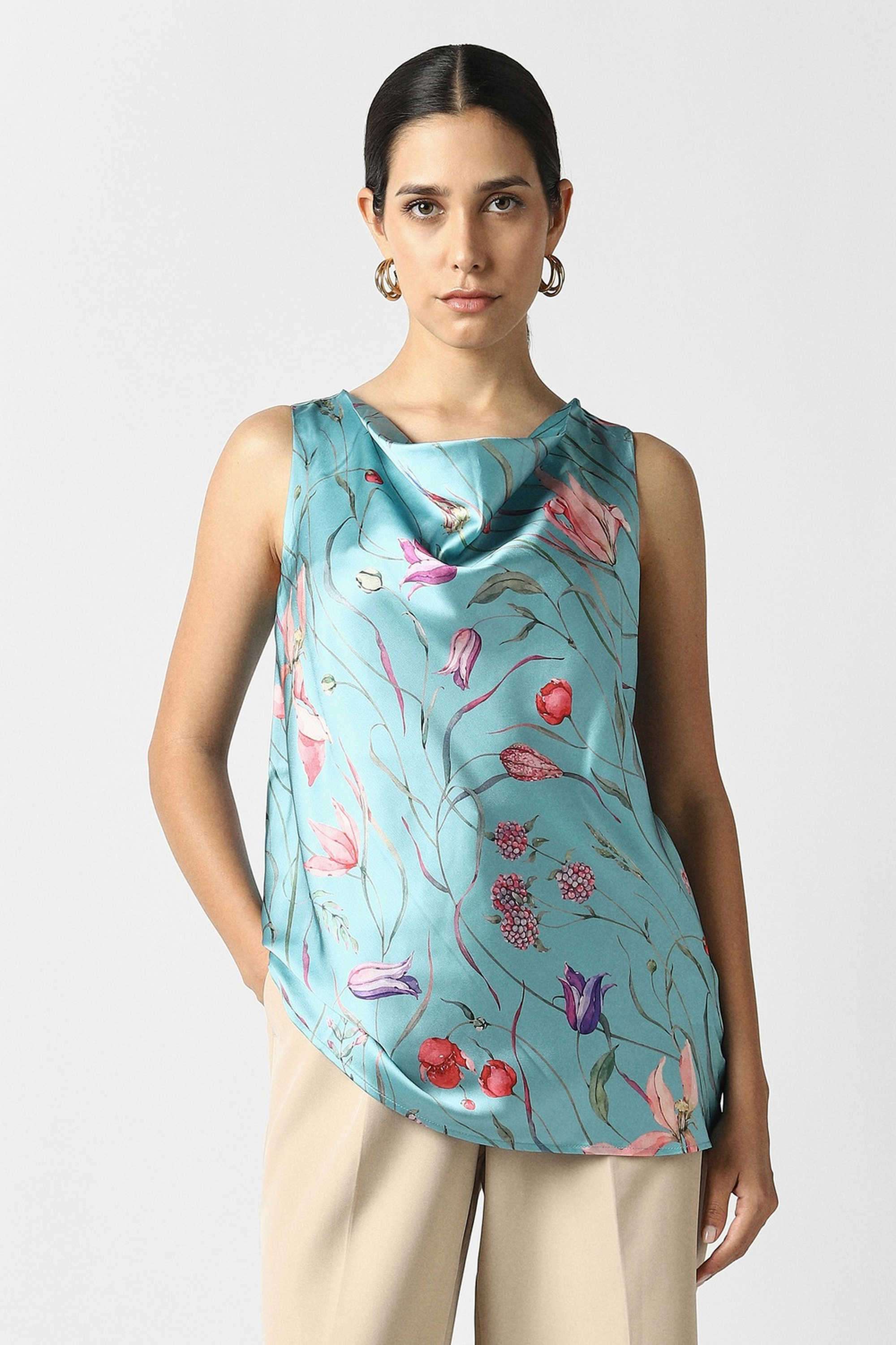 Solid-Blended-Fabric-Women-s-Casual-Wear-Top