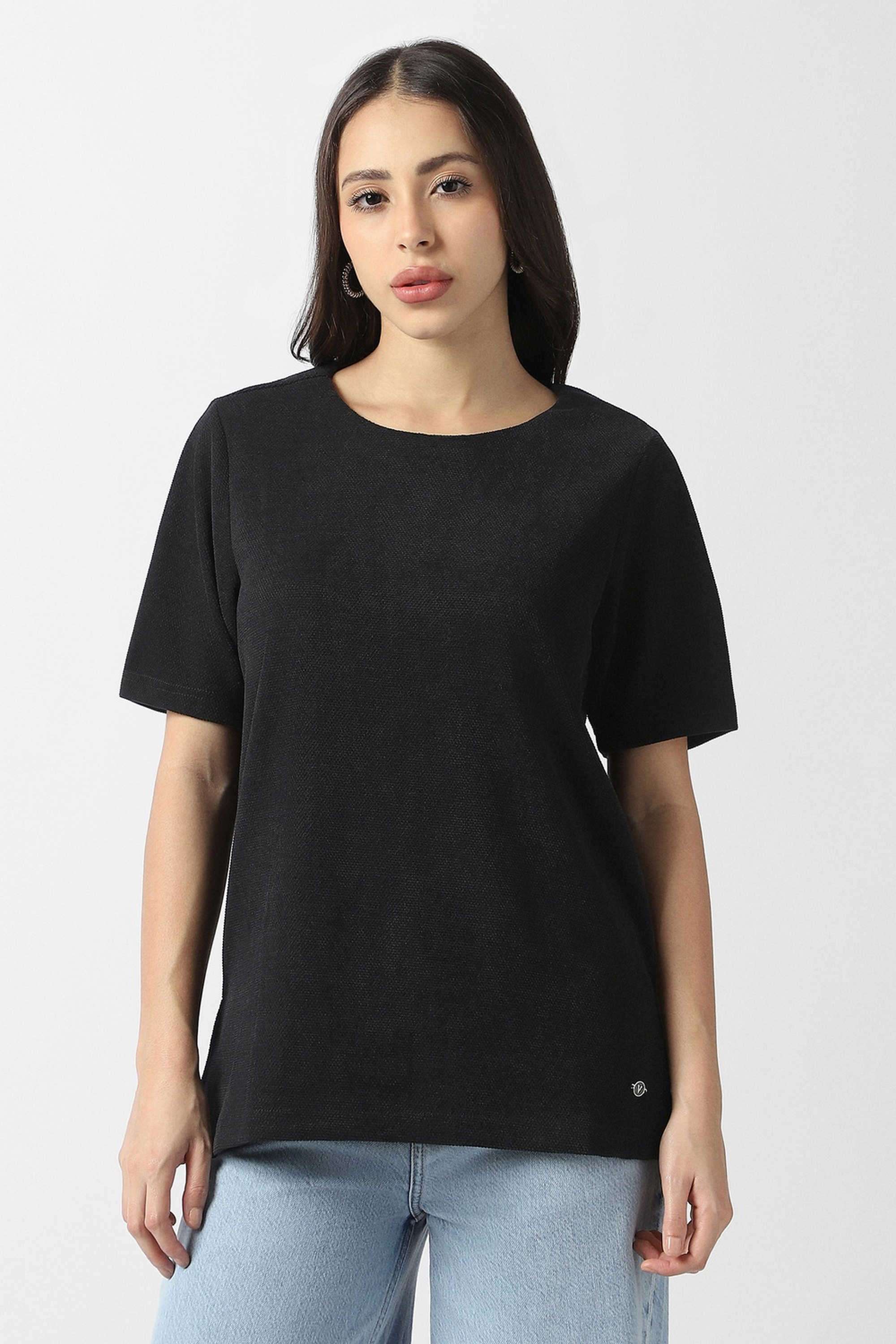 Solid-Polyester-Regular-Fit-Women-s-Top