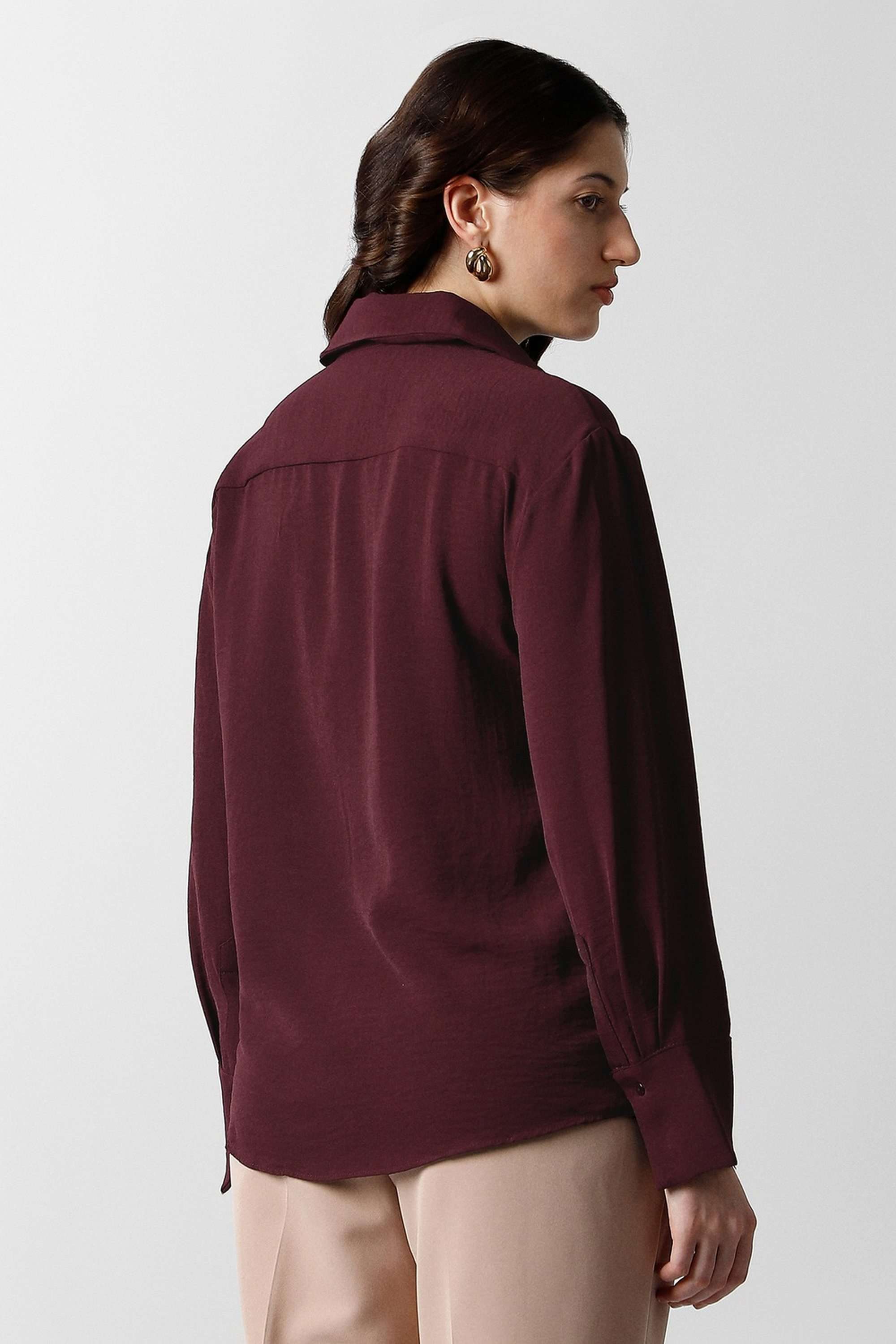 Solid-Blended-Fabric-Women-s-Shirt