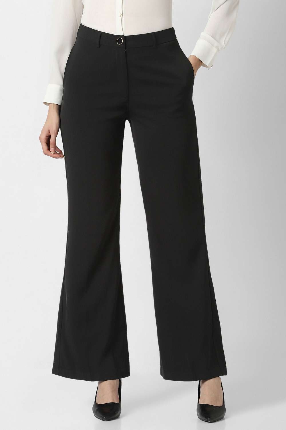 Solid-Polyester-Regular-Fit-Women-s-Trousers