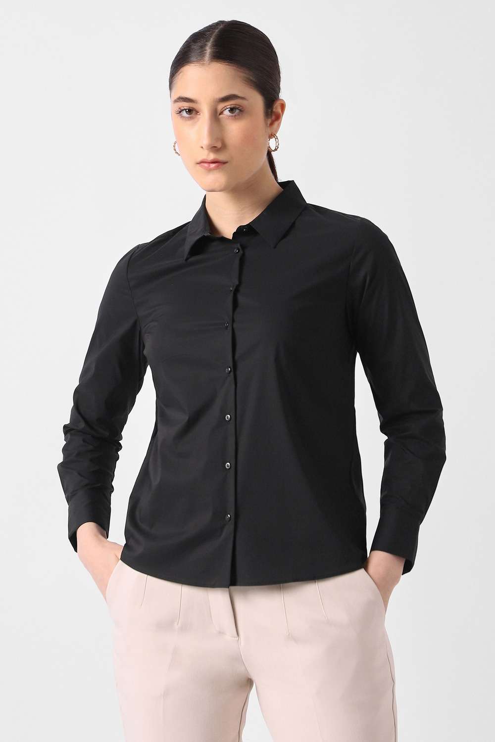 Solid-Cotton-Women-Formal-Wear-Shirt