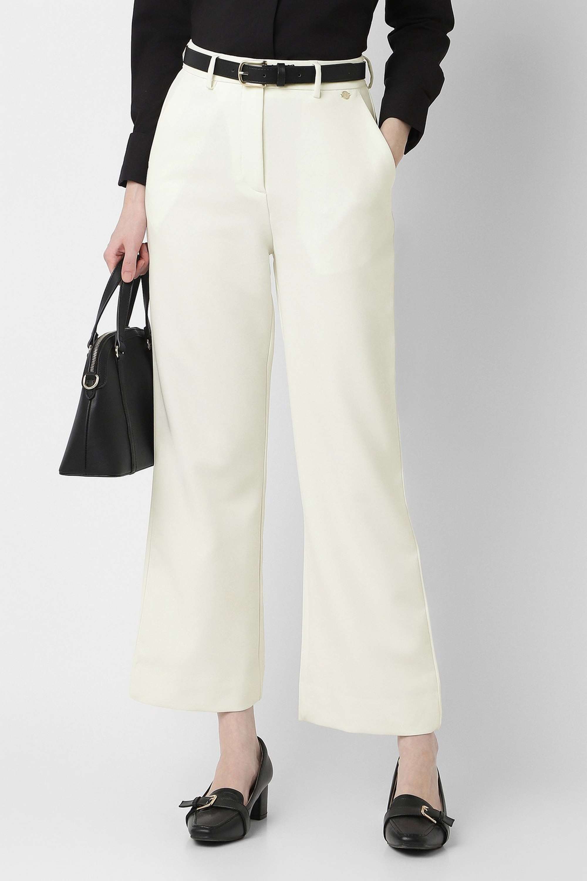 Solid-Wide-Leg-Fit-Polyester-Blend-Women-s-Formal-Wear-Trousers