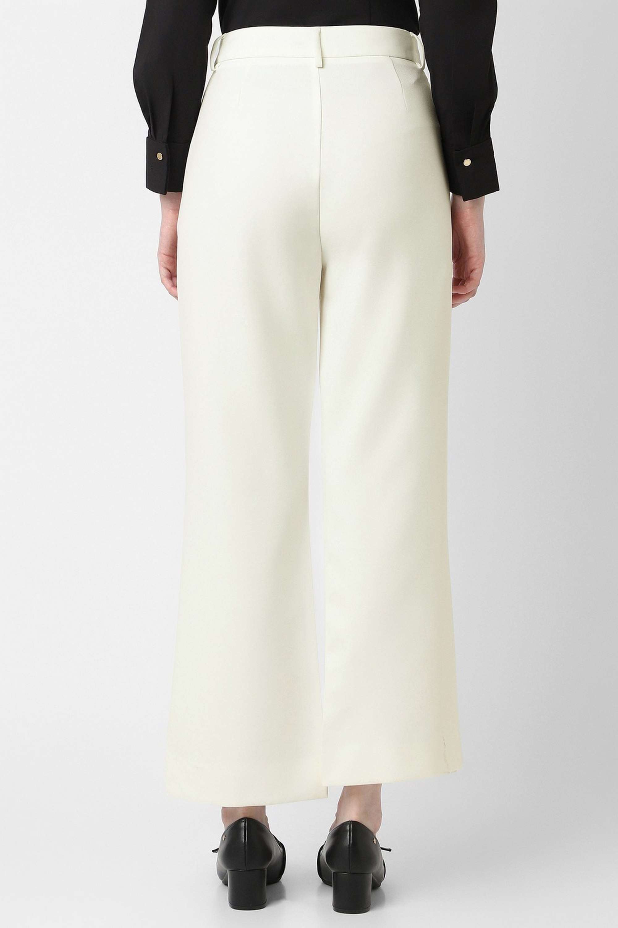 Solid-Wide-Leg-Fit-Polyester-Blend-Women-s-Formal-Wear-Trousers