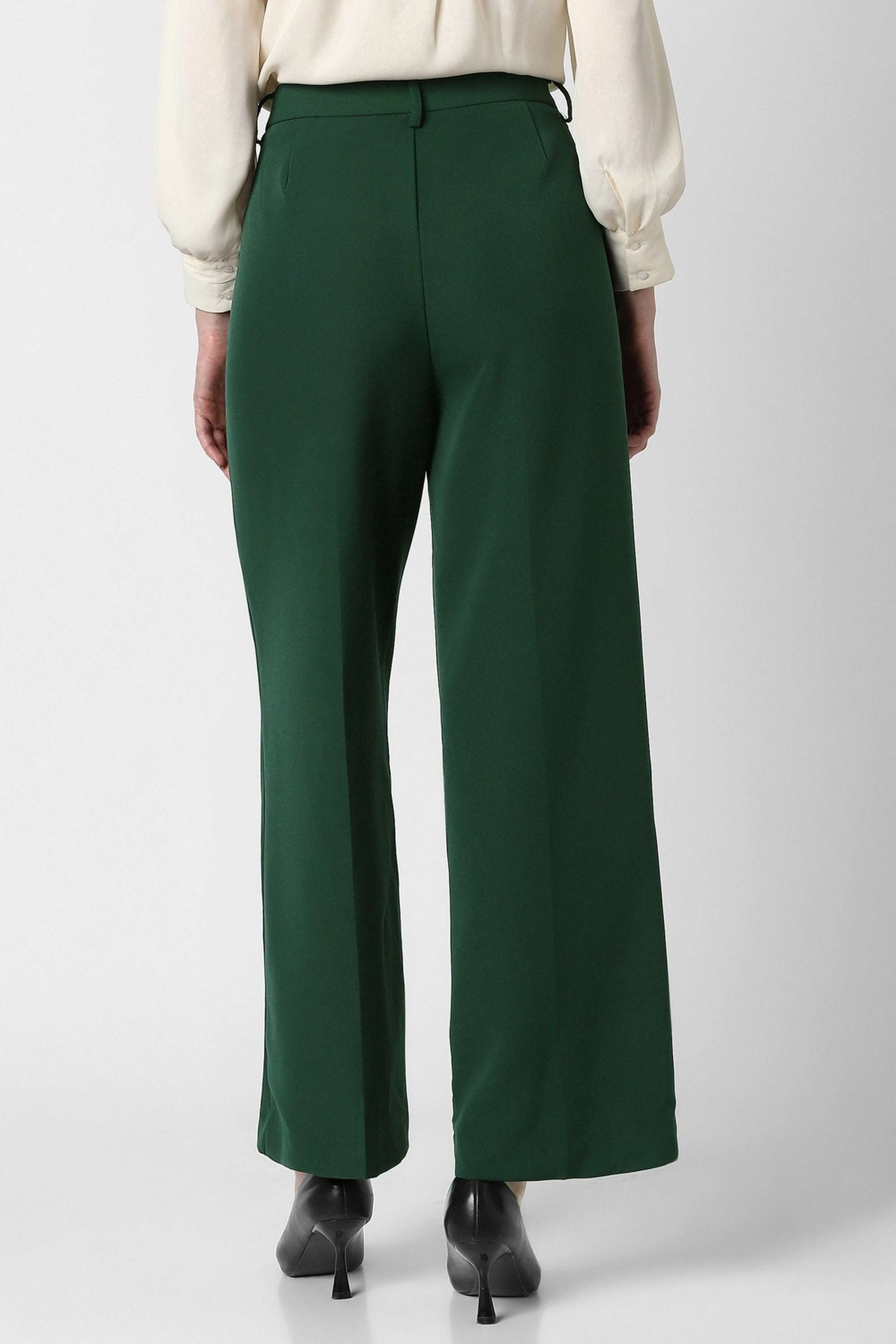 Solid-Wide-Leg-Fit-Blended-Fabric-Women-s-Formal-Wear-Trousers