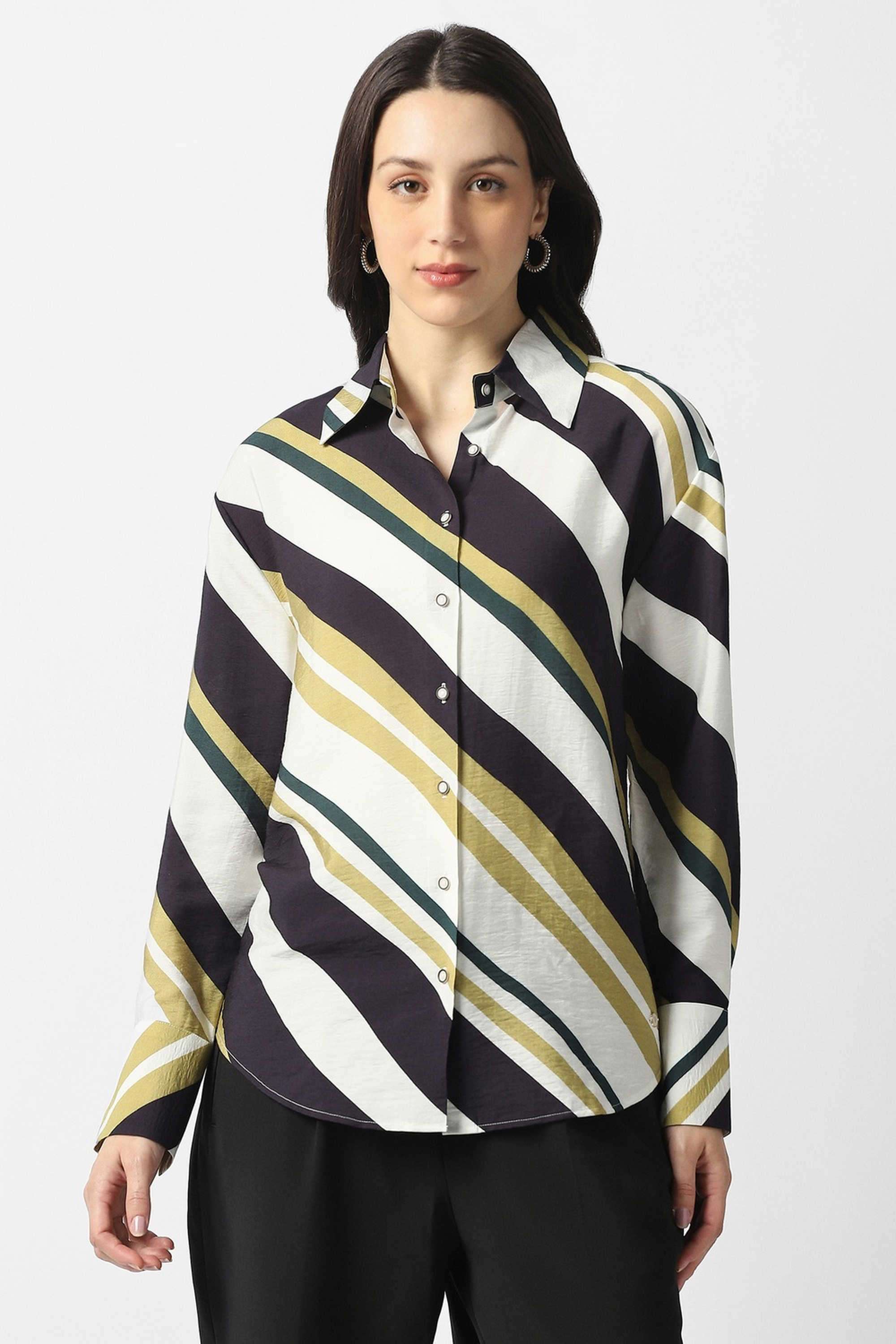 Solid-Blended-Fabric-Women-s-Casual-Wear-Shirt