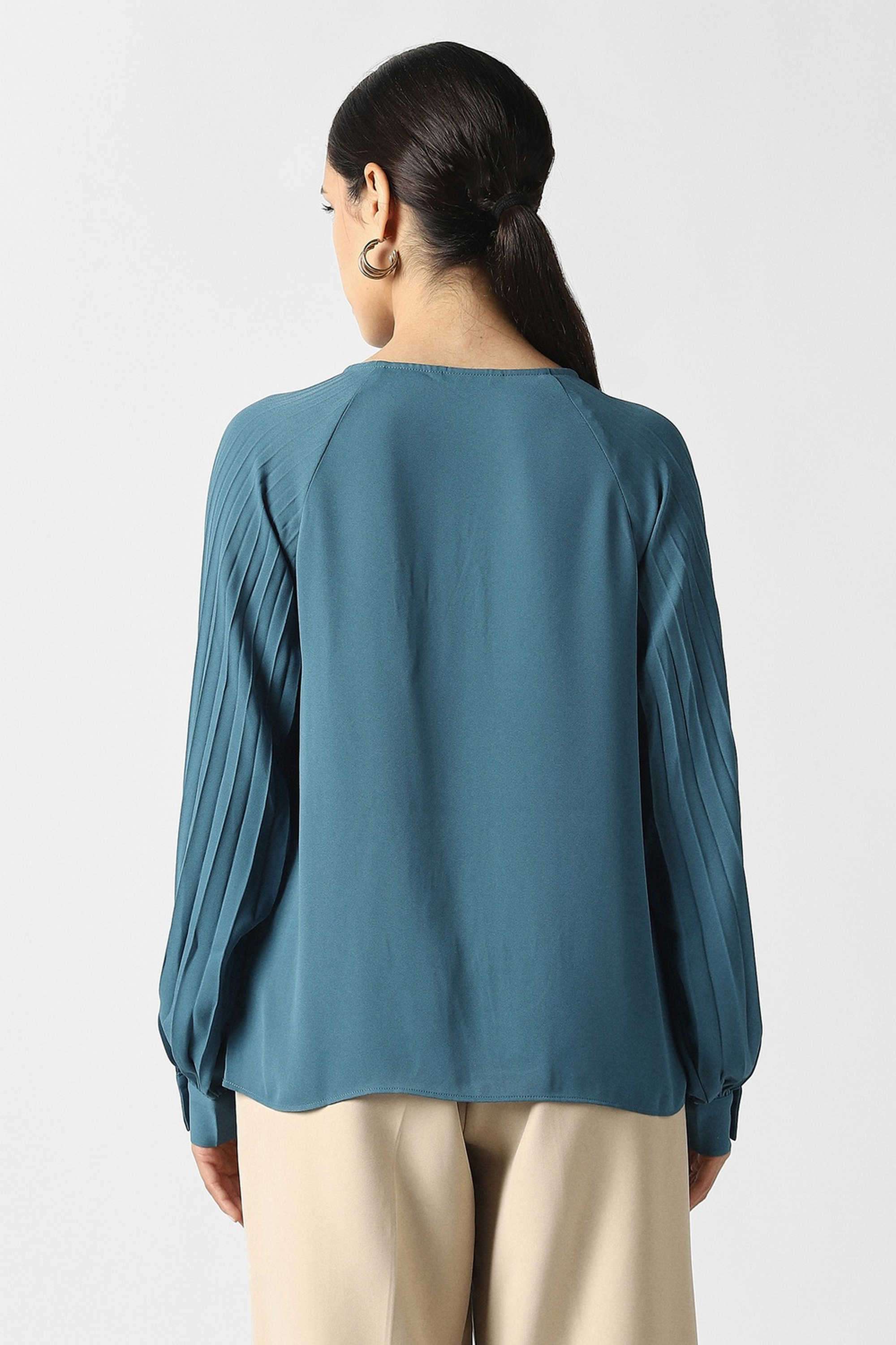 Solid-Blended-Fabric-Women-s-Casual-Wear-Top