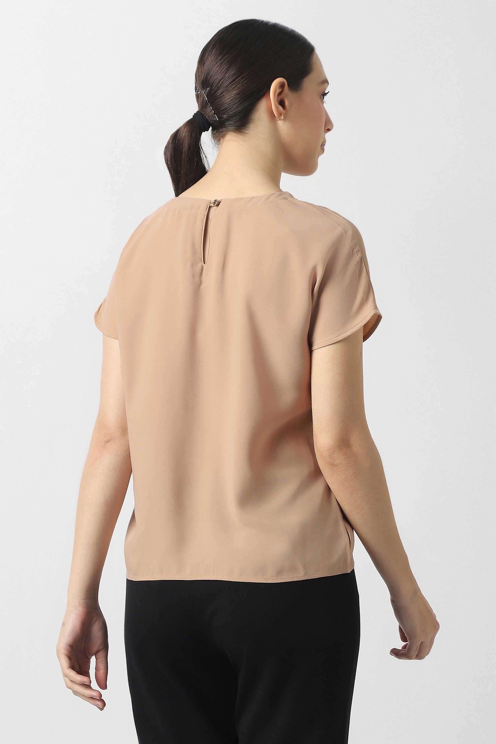 Solid-Polyester-Regular-Fit-Women-s-Top