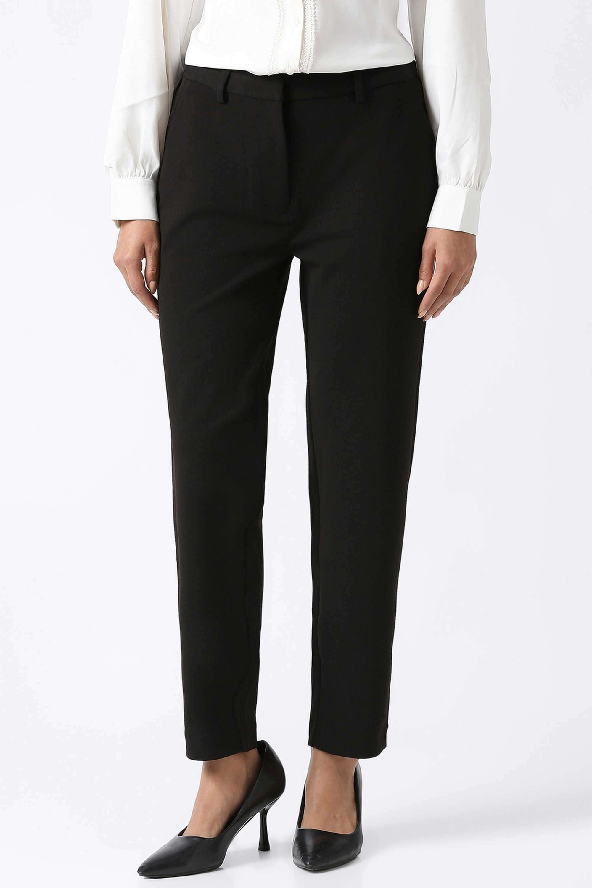 Solid-Regular-Fit-Blended-Fabric-Women-s-Casual-Wear-Trousers