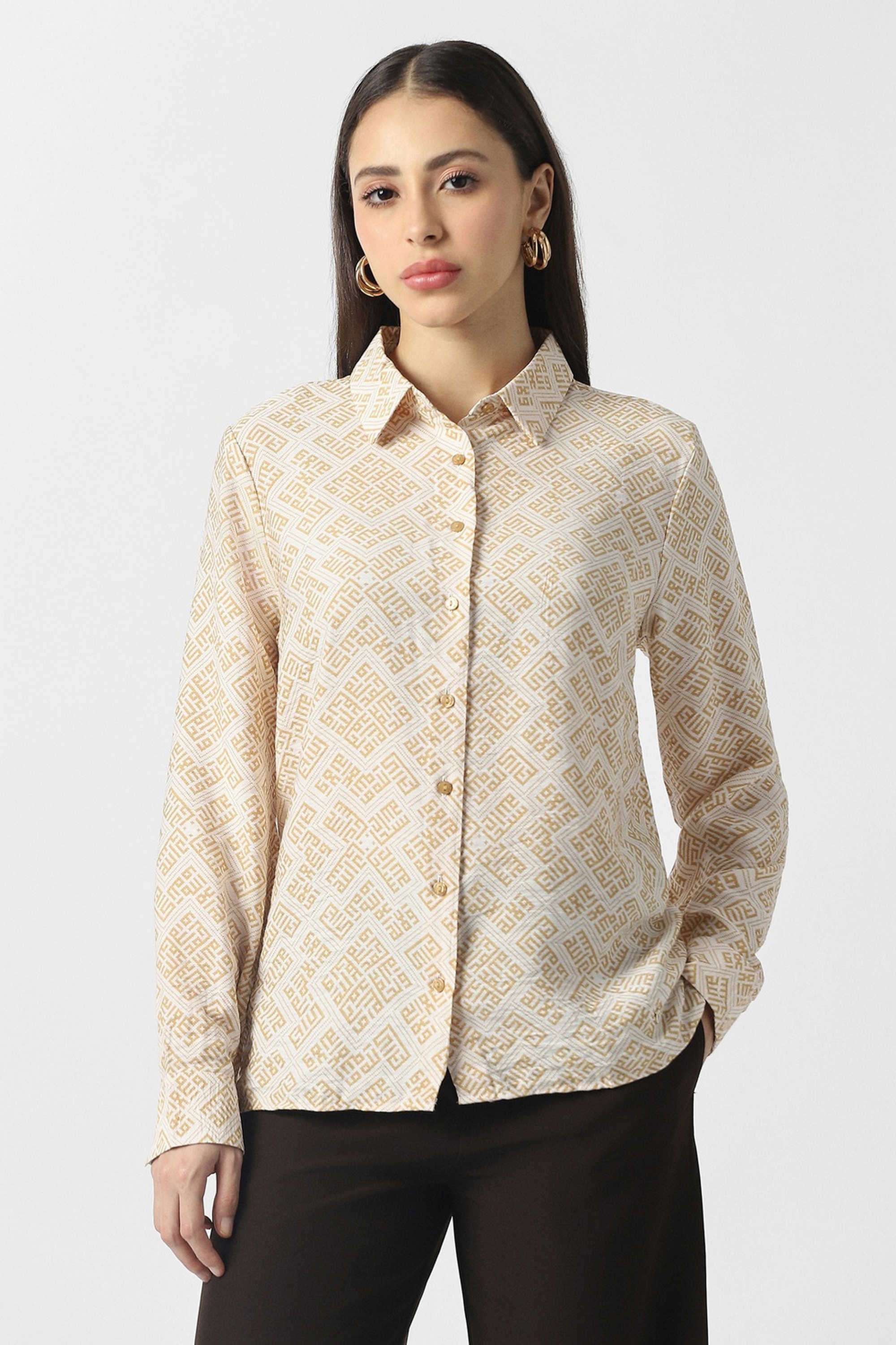 Solid-Blended-Fabric-Women-s-Casual-Wear-Shirt