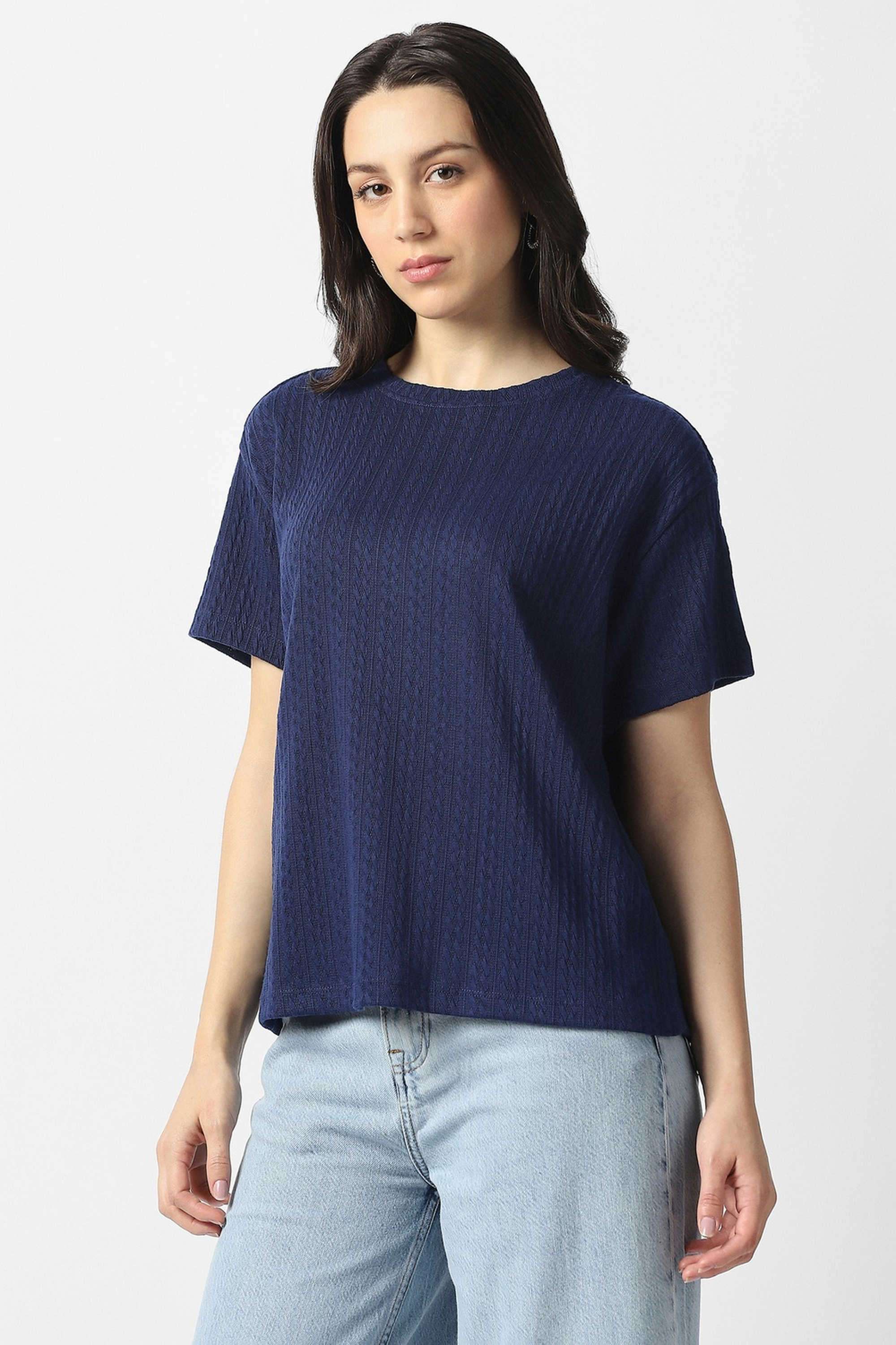 Solid-Blended-Fabric-Regular-Fit-Women-s-Top