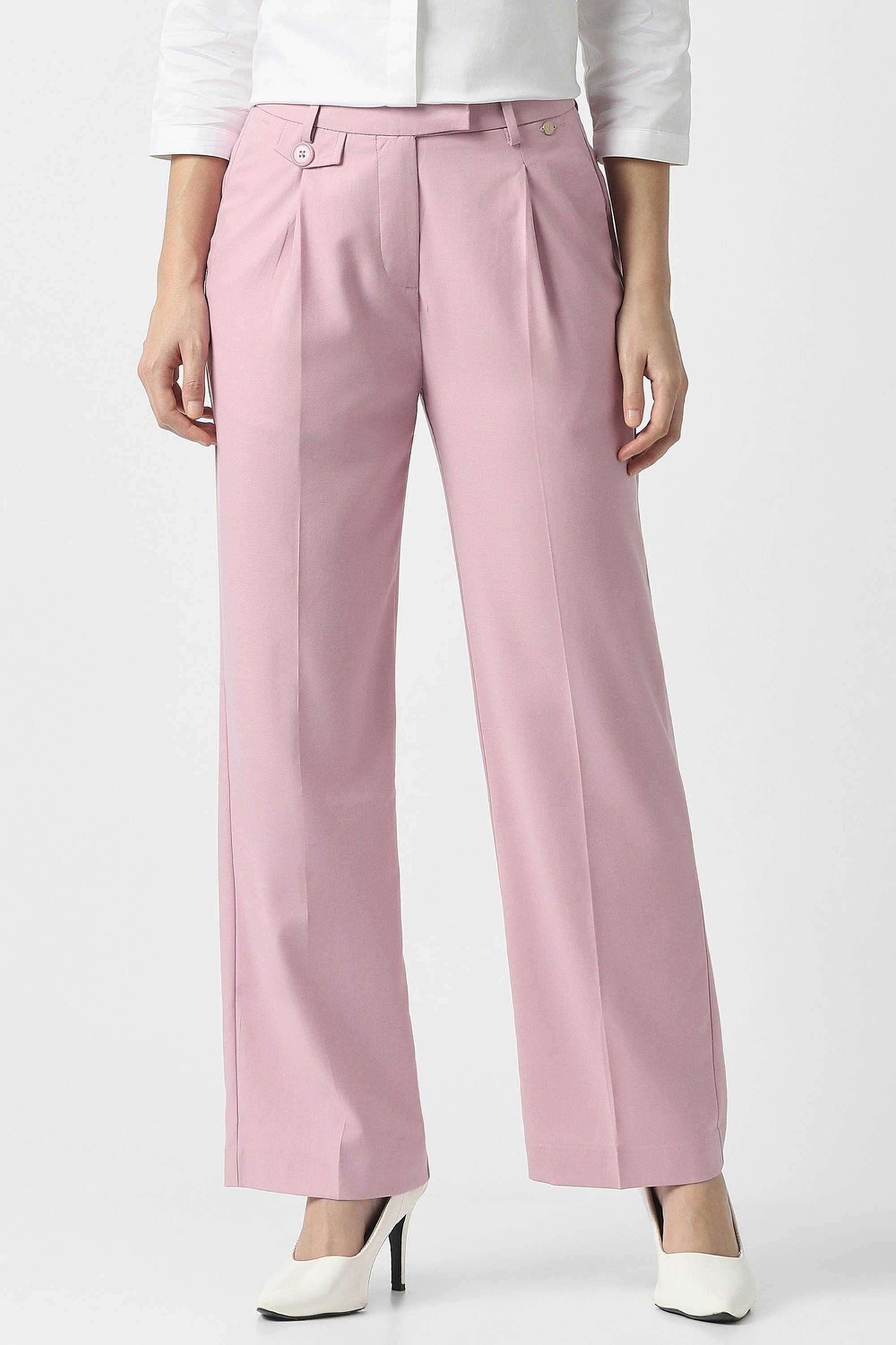Solid-Regular-Fit-Blended-Fabric-Women-s-Casual-Wear-Trousers