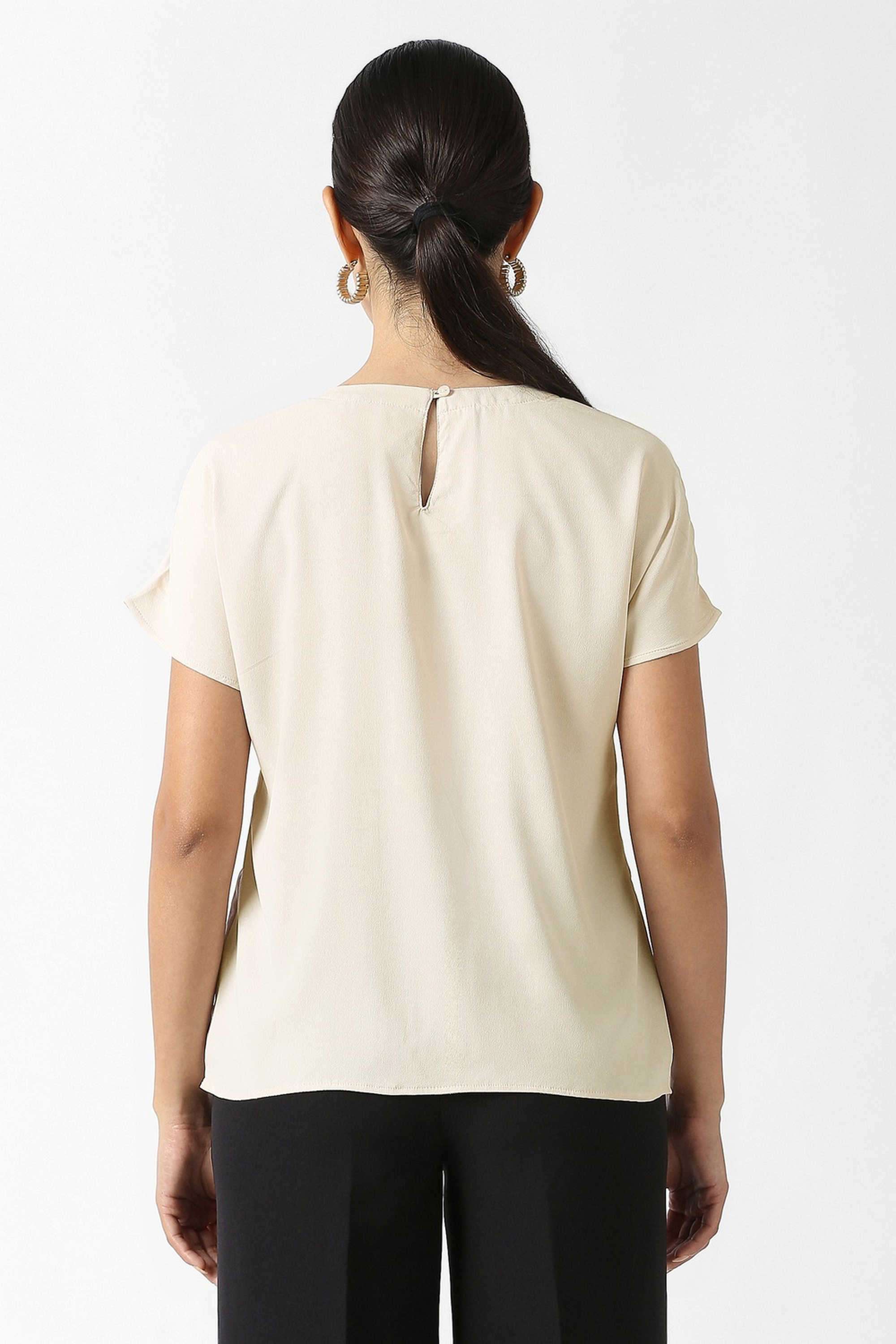 Solid-Blended-Fabric-Women-s-Casual-Wear-Top