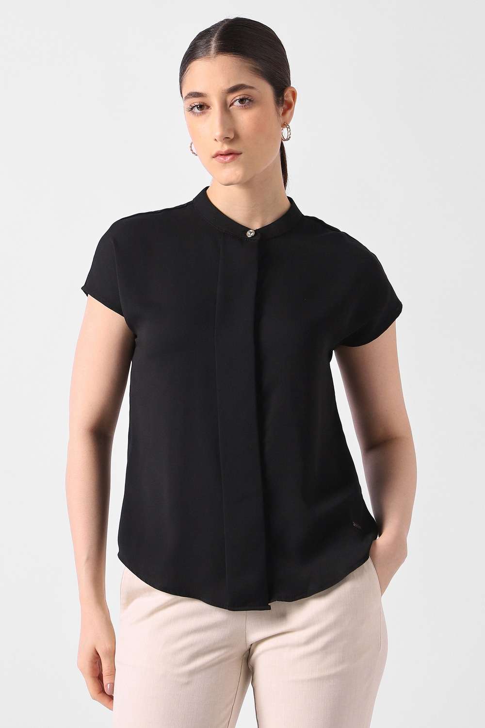 Solid-Polyester-Women-Formal-Wear-Shirt