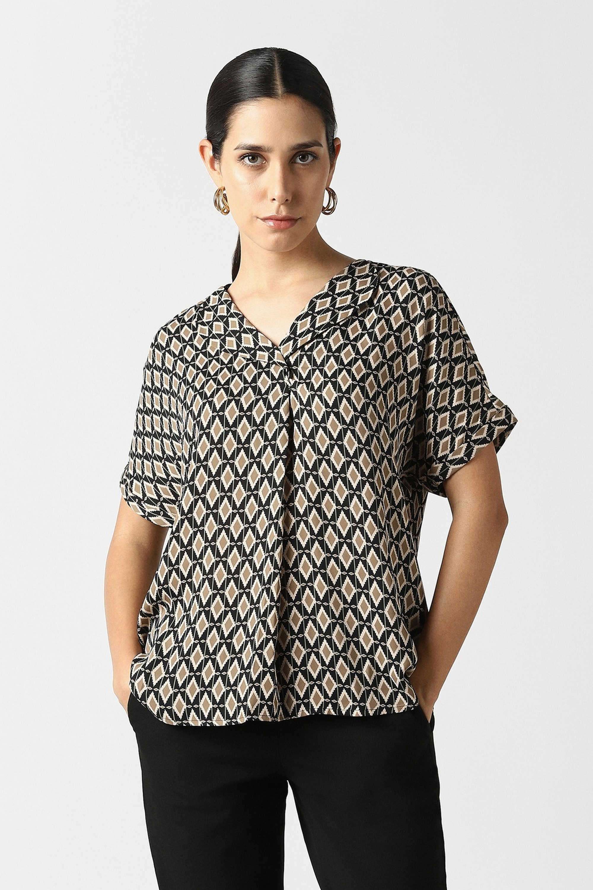 Solid-Blended-Fabric-Women-s-Casual-Wear-Top