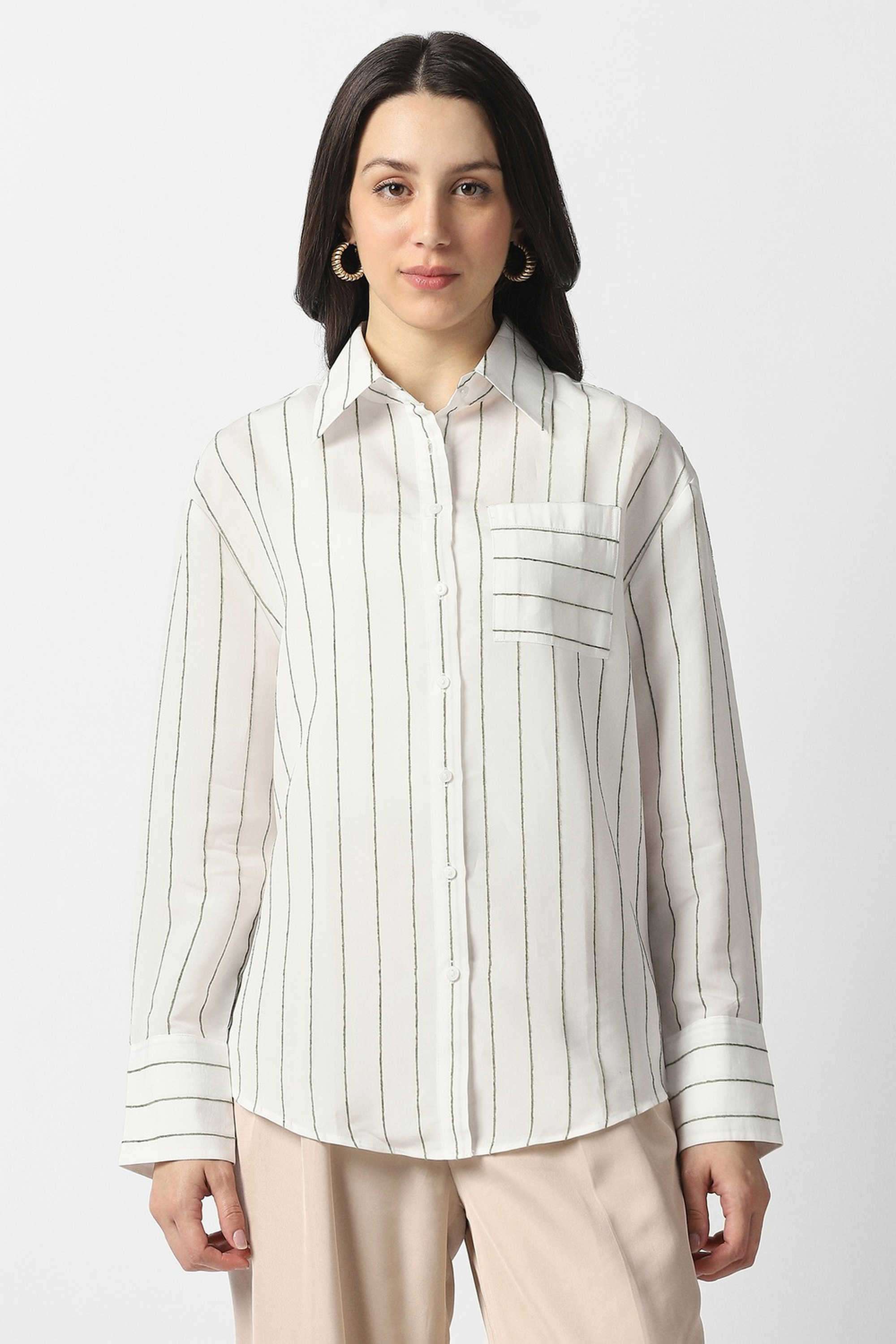 Solid-Blended-Fabric-Women-s-Casual-Wear-Shirt